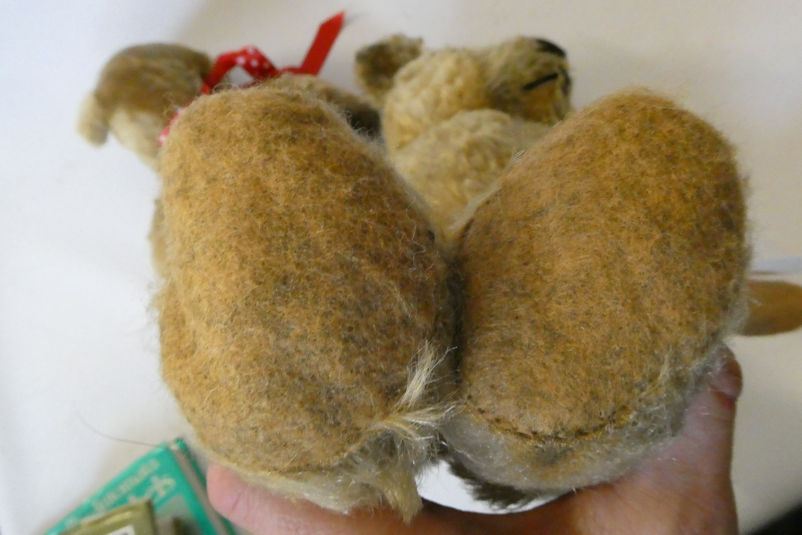 Two vintage English teddy bears, comprising a 22 1/2" orange plush growling bear with amber eyes, Image