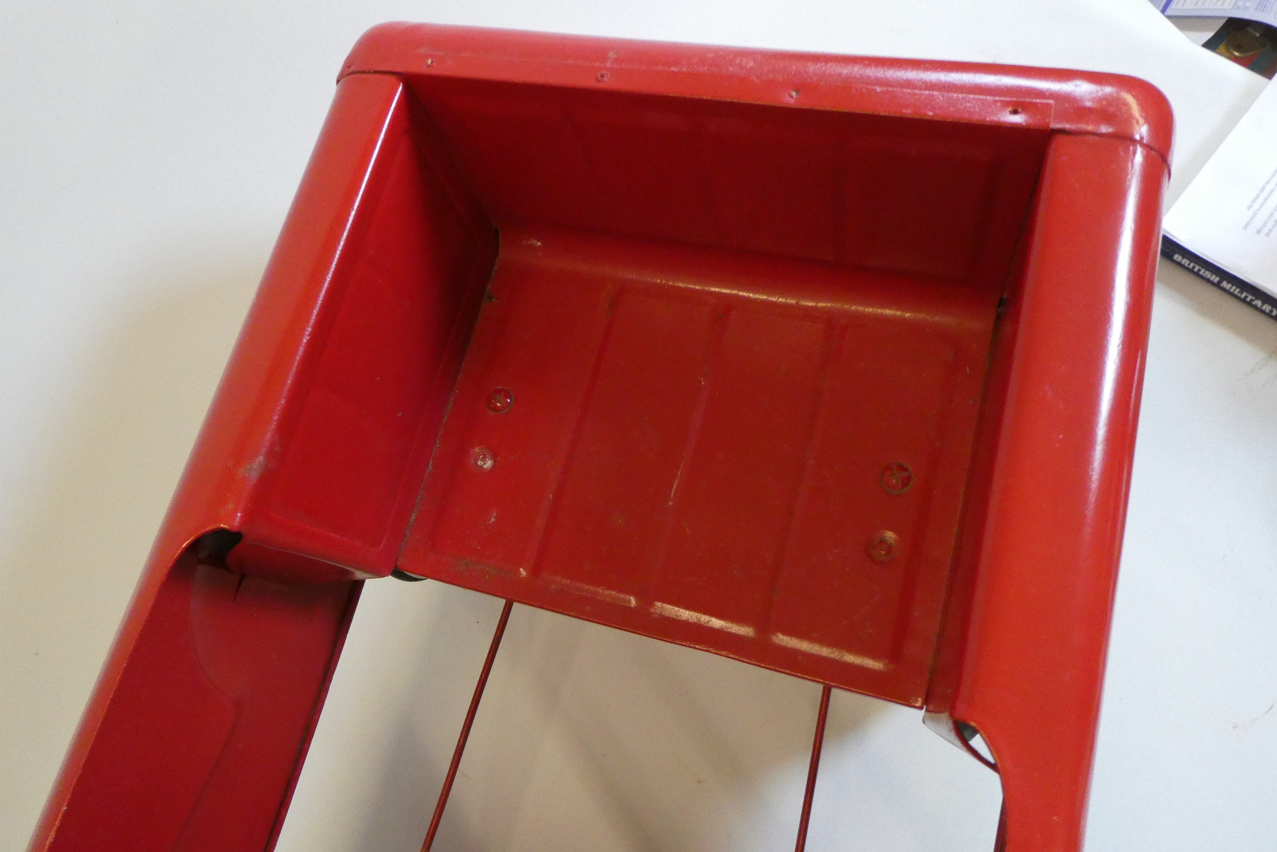 A Mobo pedal car, 1950s, with painted metal body, manual horn and wire windshield, 36" x 14 1/2", Image