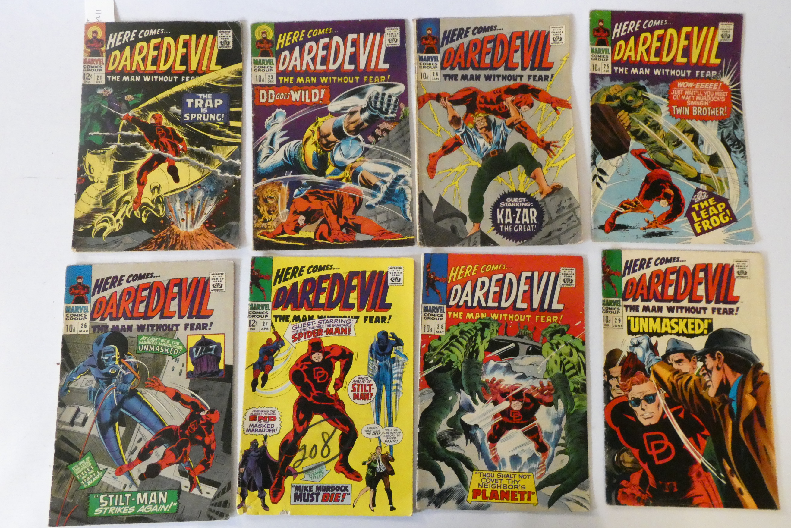 Marvel's Daredevil no. 21, 23-35, including heroes such as Spiderman and Thor, condition used with Image