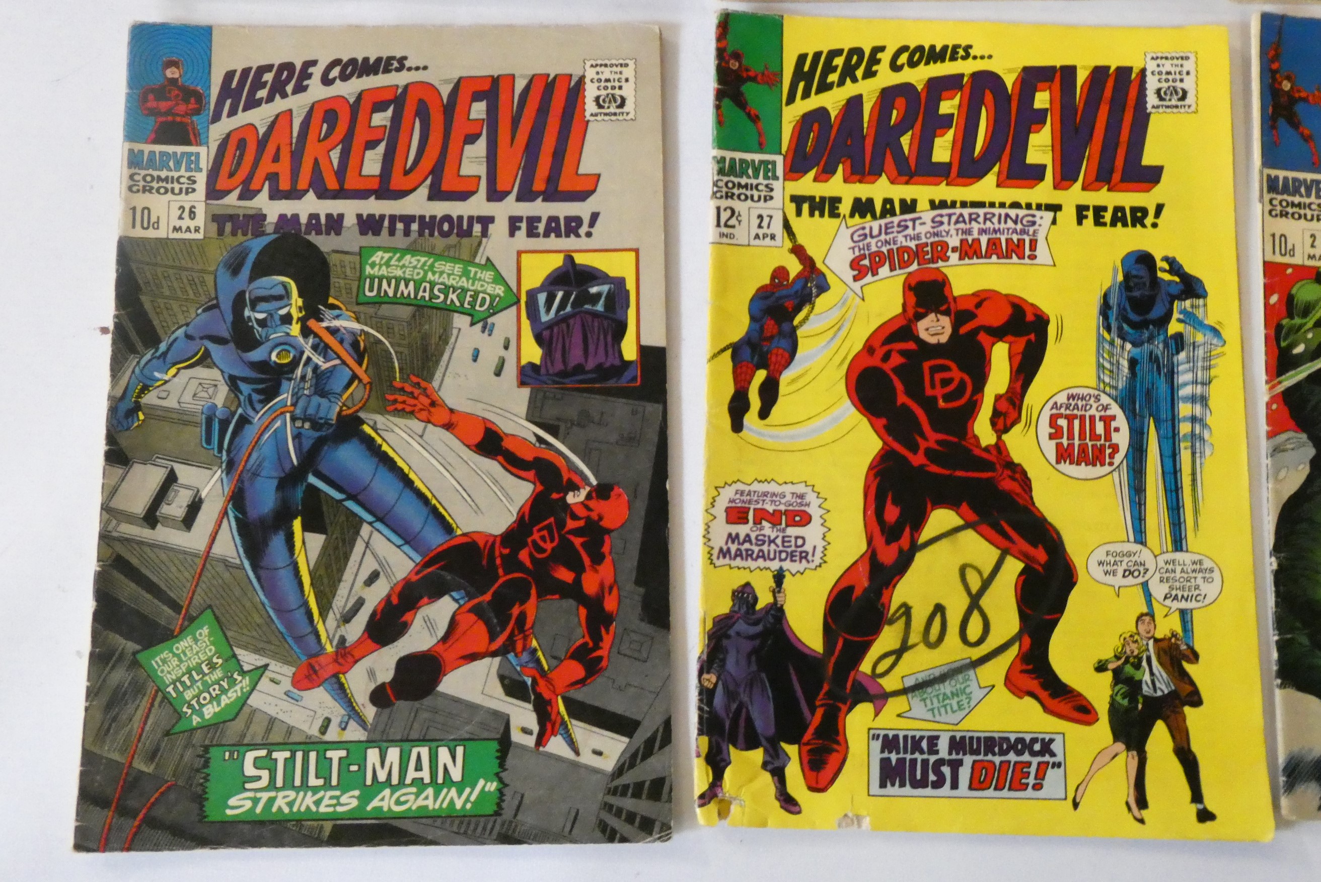 Marvel's Daredevil no. 21, 23-35, including heroes such as Spiderman and Thor, condition used with Image