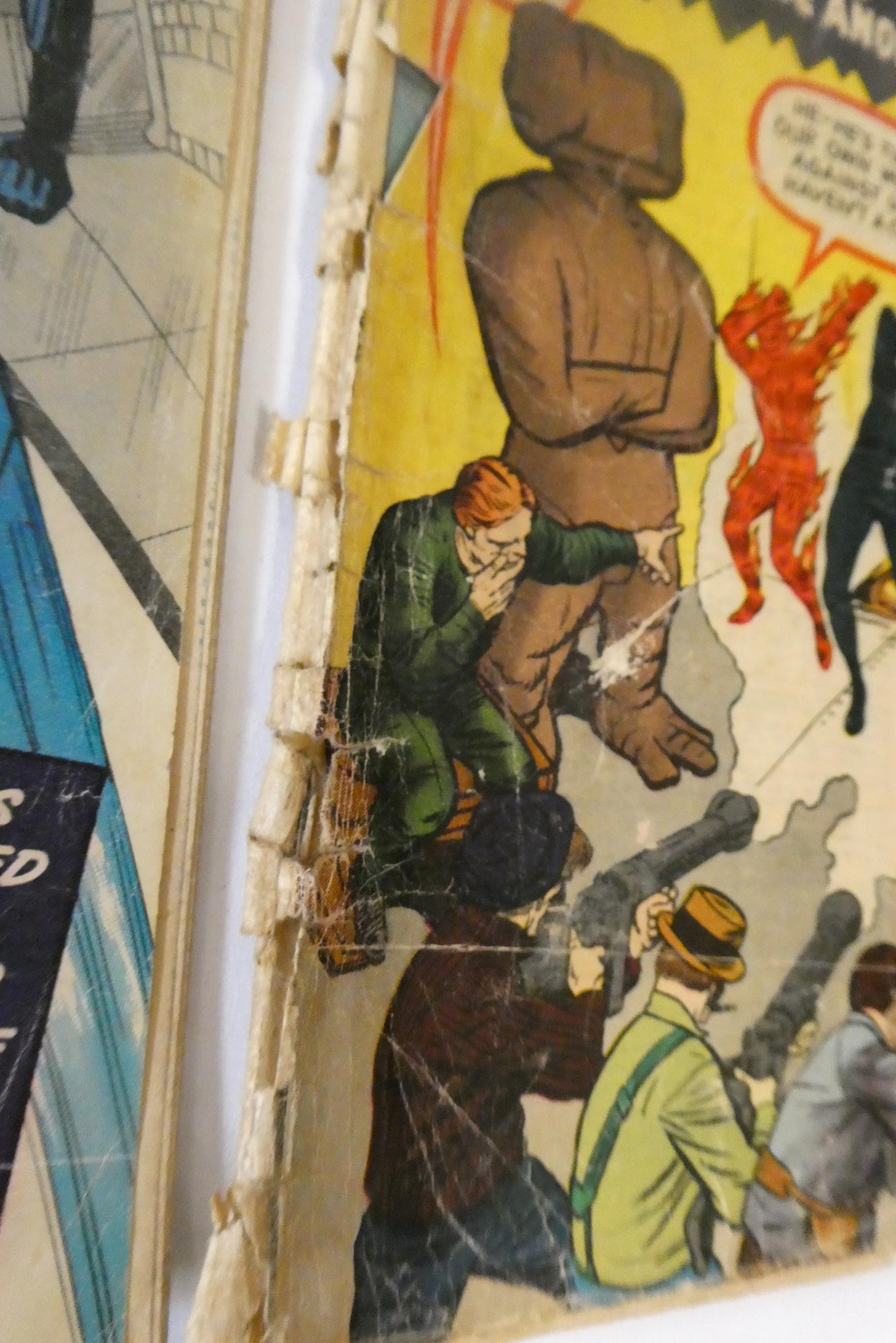 Marvel's Fantastic Four no. 7, 10, 15 and 20, all priced 9d, all in poor condition with rips, Image