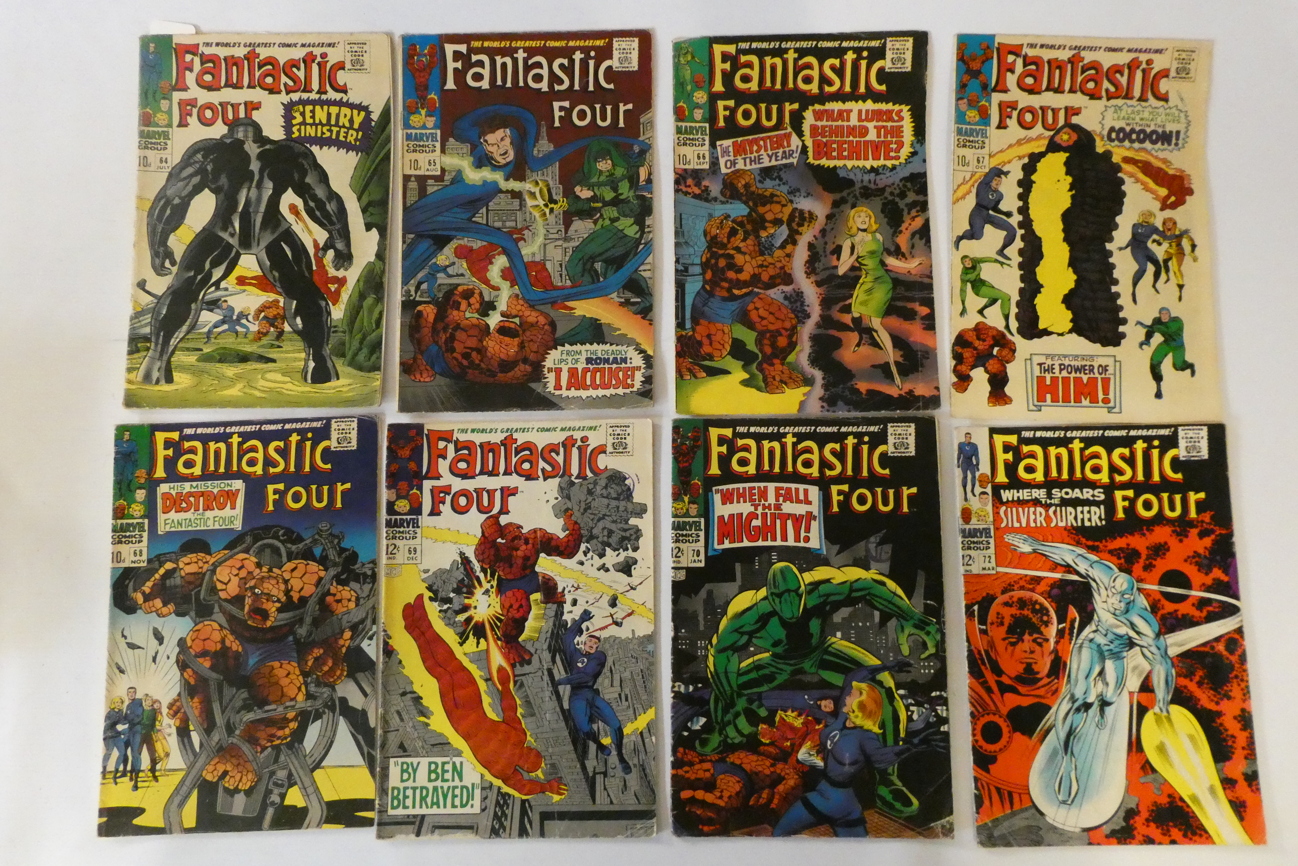 Marvel's Fantastic Four no. 64-70, 72, 74-76, 78, 79, 81 and 82, 10 priced 12c, the rest 10d, in Image