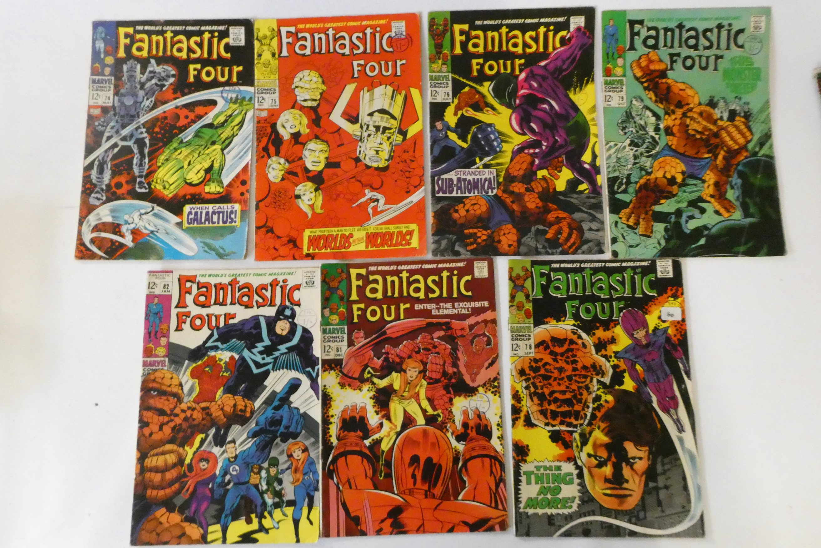 Marvel's Fantastic Four no. 64-70, 72, 74-76, 78, 79, 81 and 82, 10 priced 12c, the rest 10d, in Image