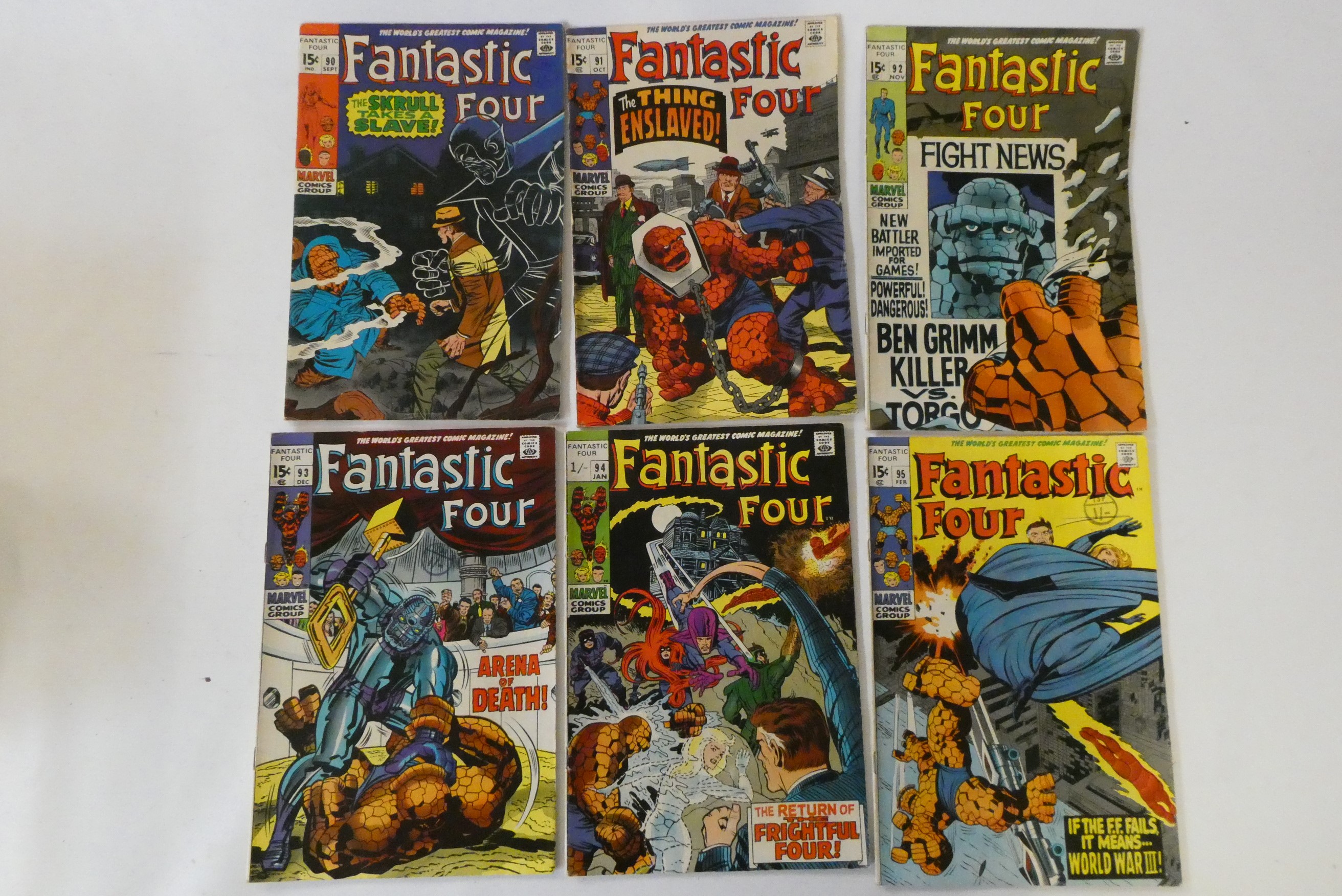 Marvel's Fantastic Four no. 83-95 inclusive, four at 12c, six 15c and the rest 1 shilling, used but Image