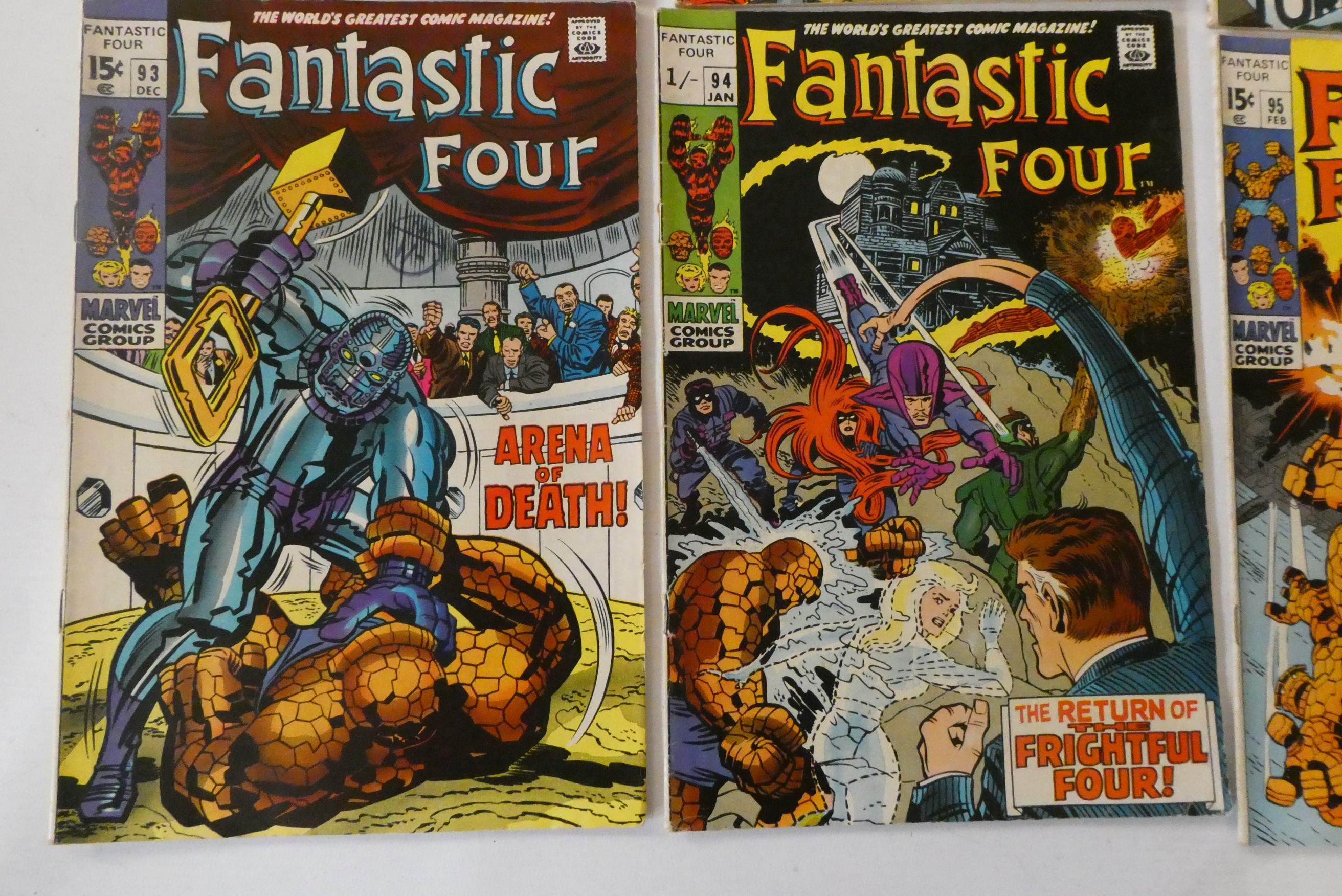 Marvel's Fantastic Four no. 83-95 inclusive, four at 12c, six 15c and the rest 1 shilling, used but Image