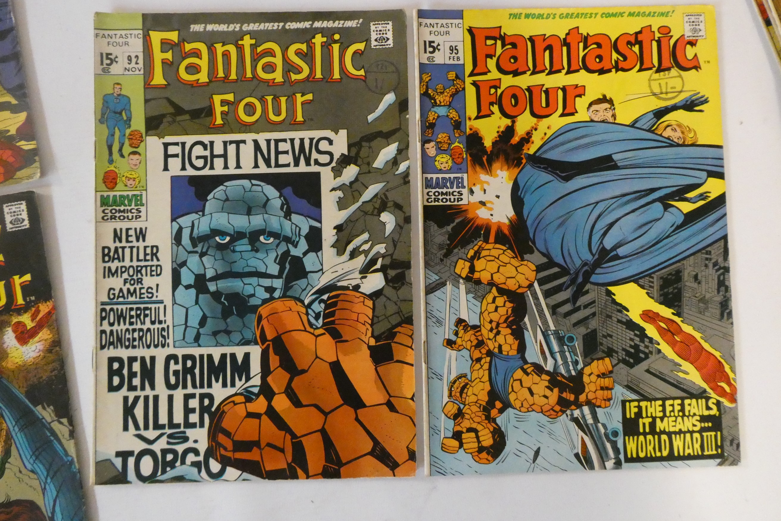Marvel's Fantastic Four no. 83-95 inclusive, four at 12c, six 15c and the rest 1 shilling, used but Image