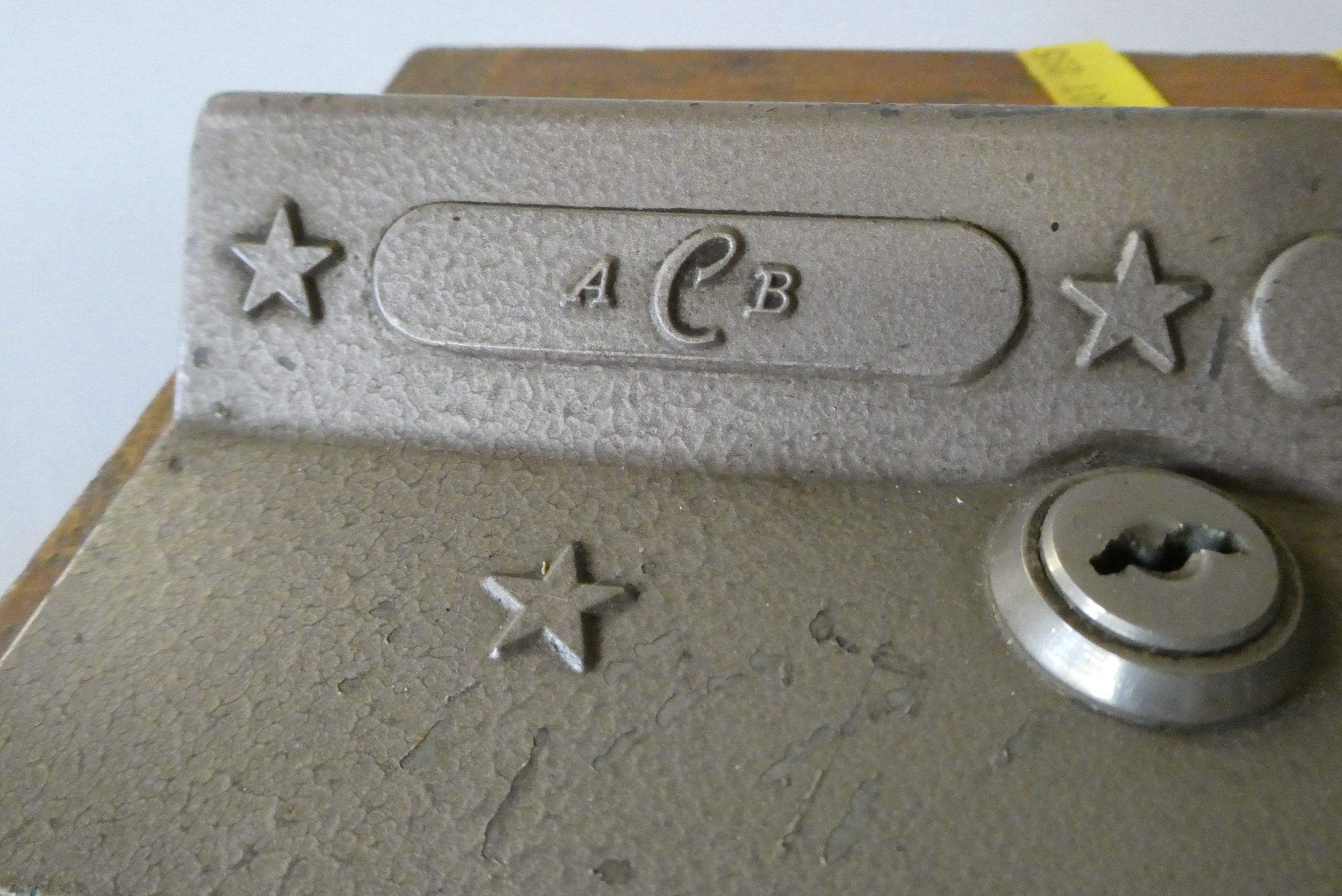 An ACB gum ball machine, of wood and metal construction, with 1c pricing, some wear, unable to check Image