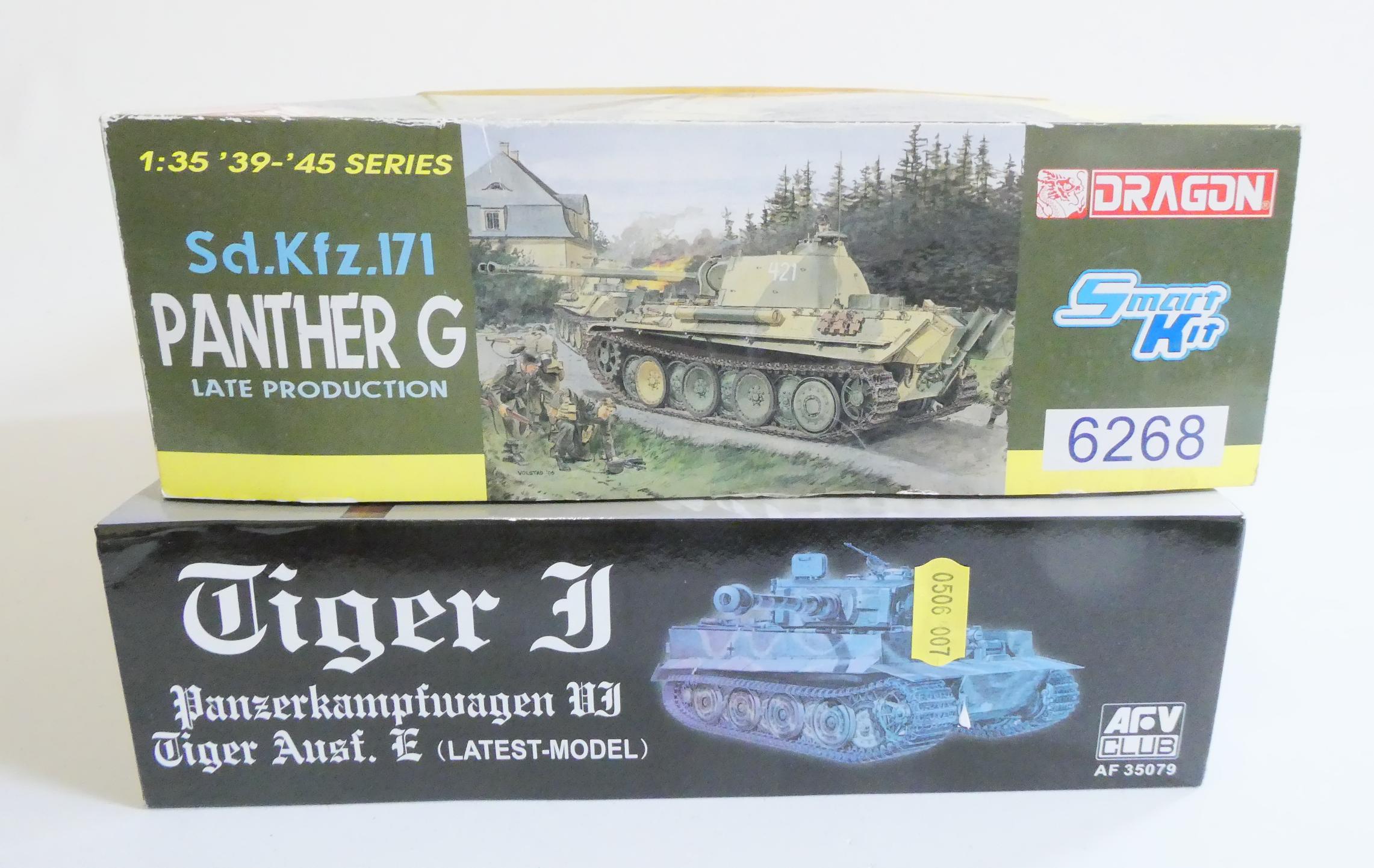 Two 1/35 model Tank kit comprising Panther G and Tiger in good boxes, unchecked for completeness Image