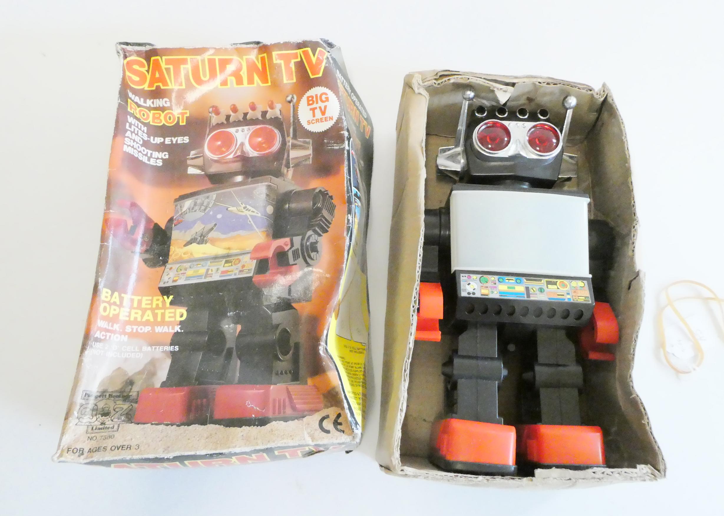 Battery operated Saturn TV walking Robot (no response when battery inserted), boxed (Est. plus 24% Image