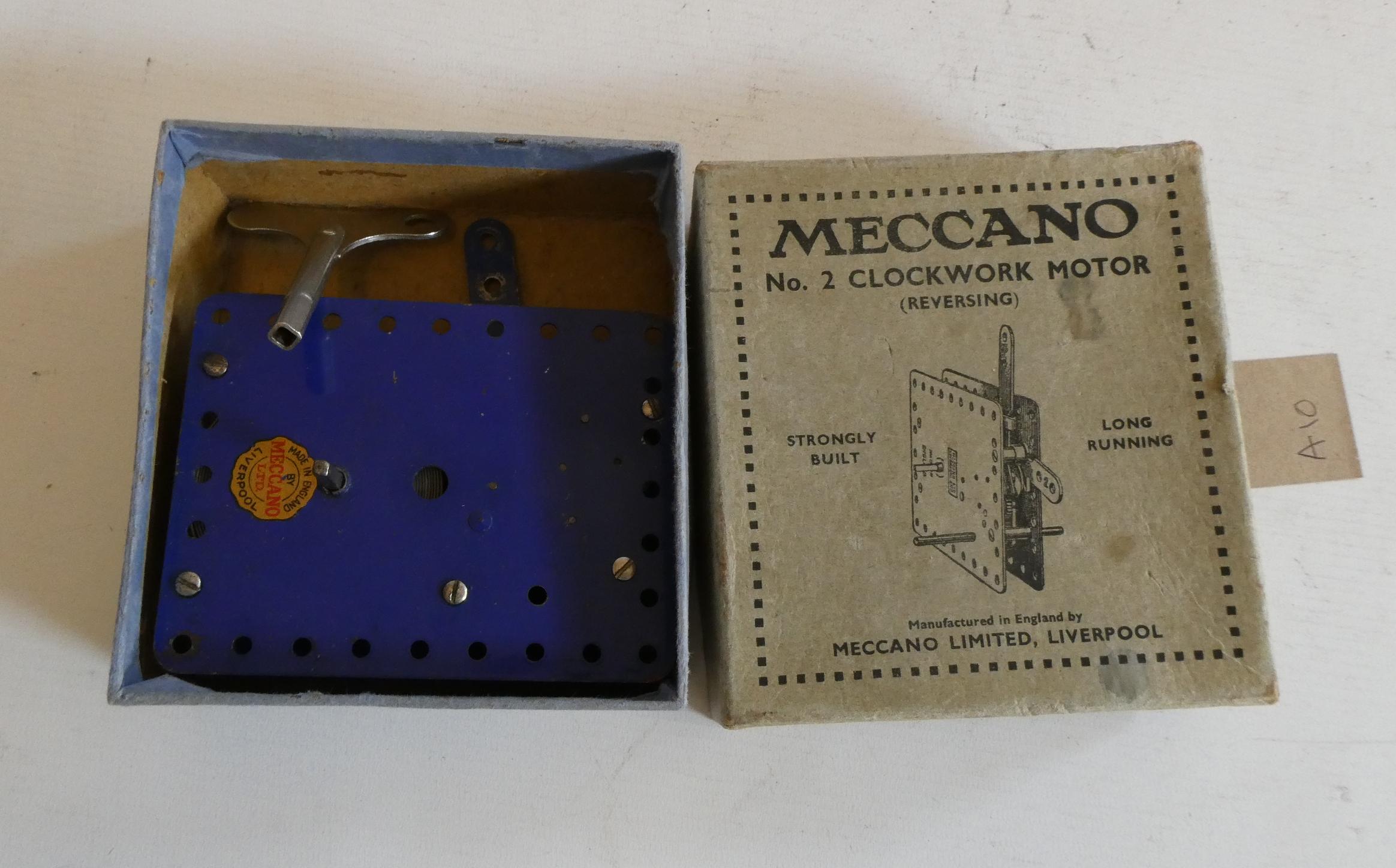 A10 Meccano No2 clockwork motor finished in blue. Not operational (Est. plus 24% premium inc. VAT) Image