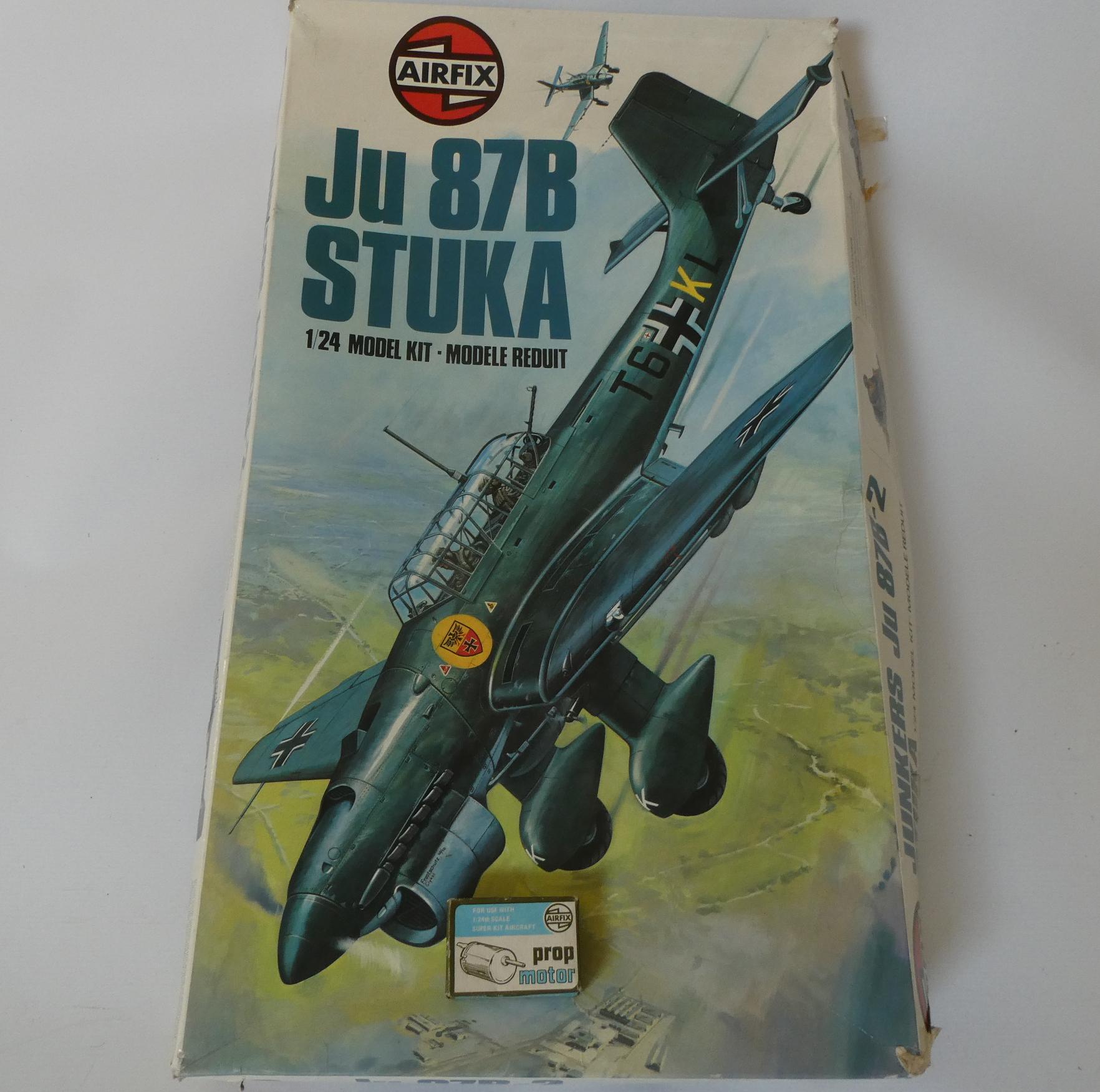 Airfix 1/24 J87B Stuka plastic kit, box poor, contents in plastic bags, unchecked for completeness, Image