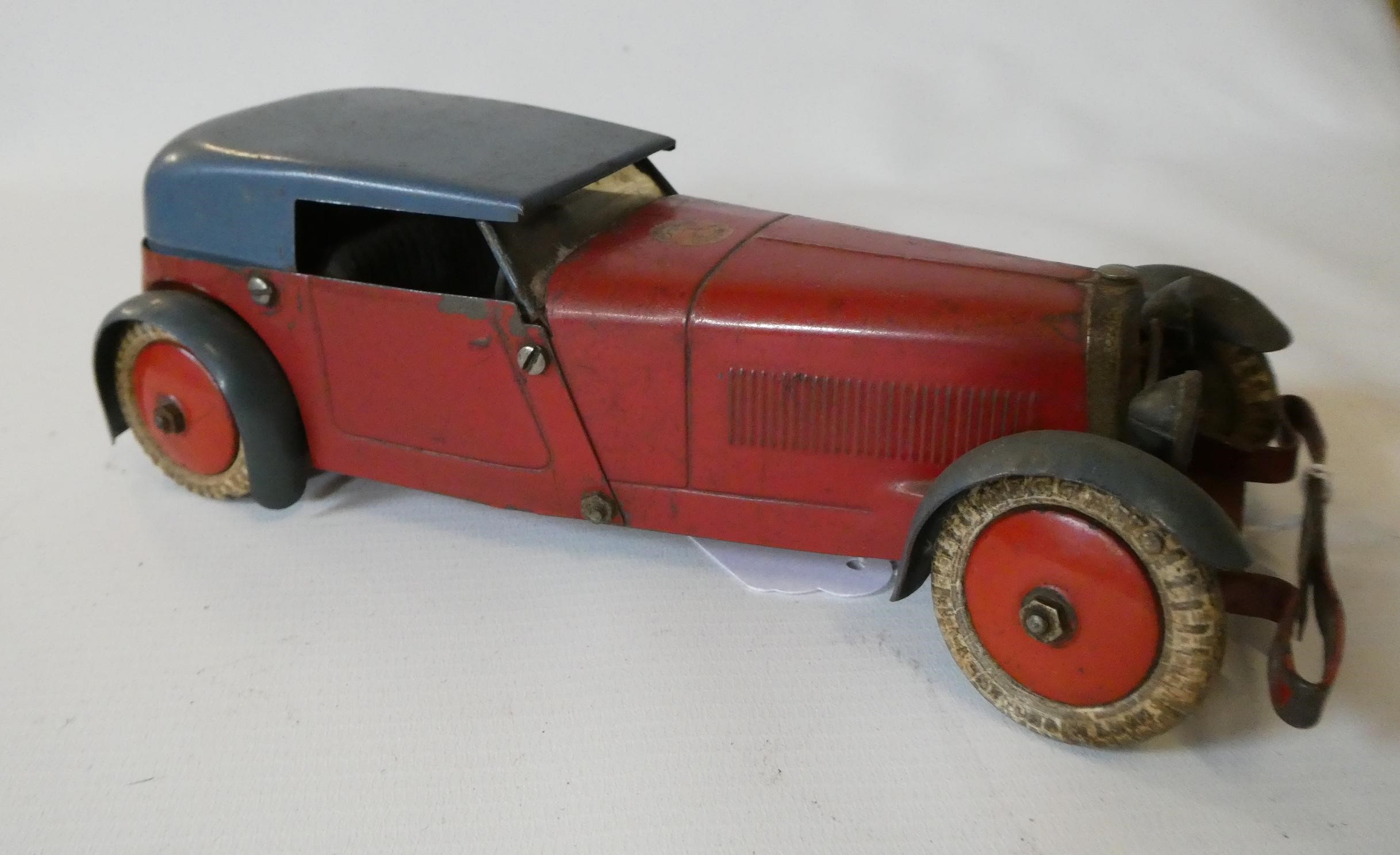 Meccano Motor Car Constructor Set No1 with clockwork car and additional parts, some minor rusting Image