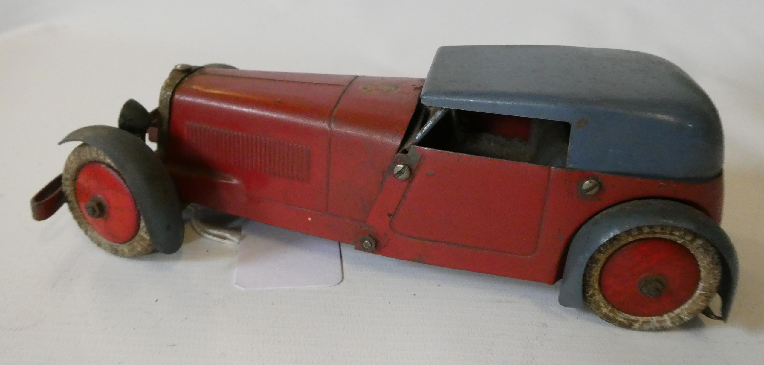 Meccano Motor Car Constructor Set No1 with clockwork car and additional parts, some minor rusting Image