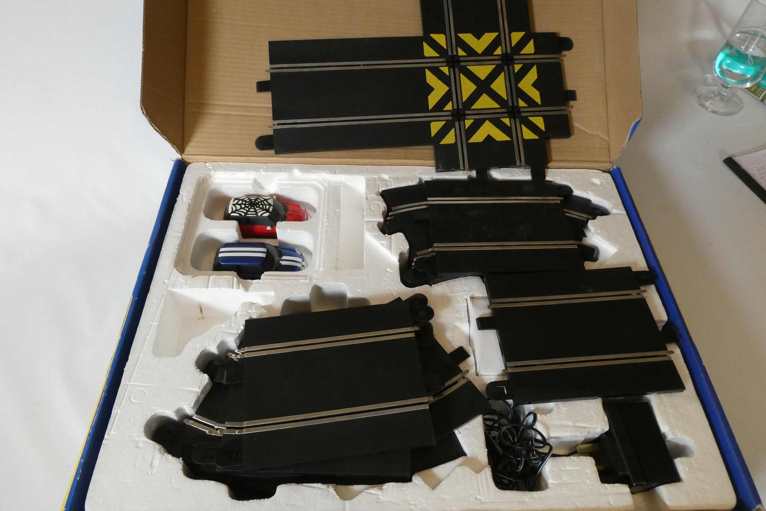 Scalextric Motor Racing Set, inner city speed with two mini cars, figure of 8 track, boxed, fair Image