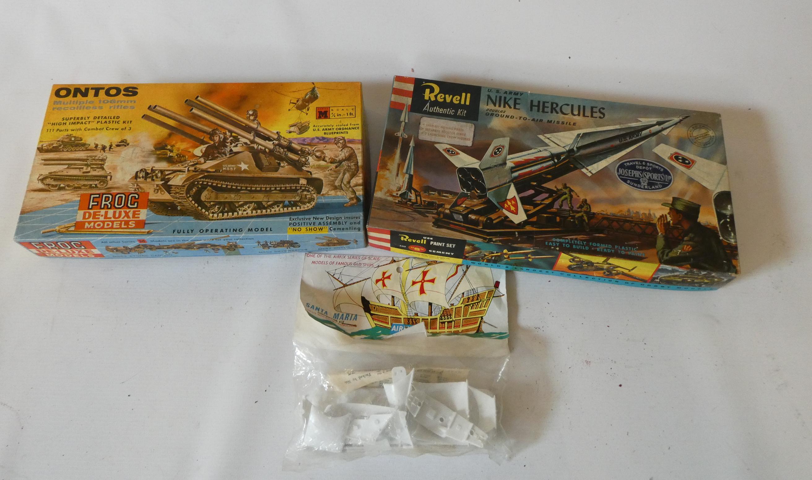 Frog Models Ontos 106mm tracked recoil rifle and Revell Hercules ground to air missile Image