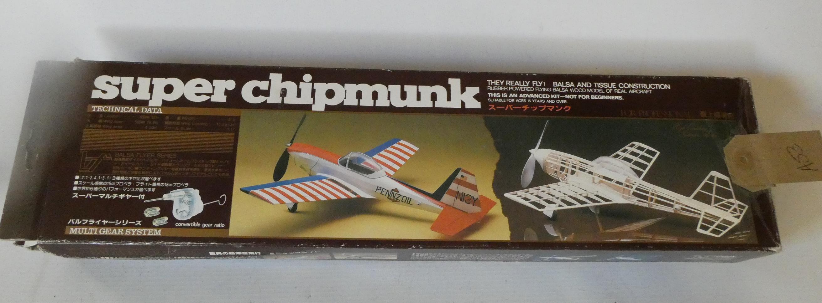 Super Chipmunk rubber powered balsa kit, boxed, unchecked for completeness (Est. plus 24% premium Image