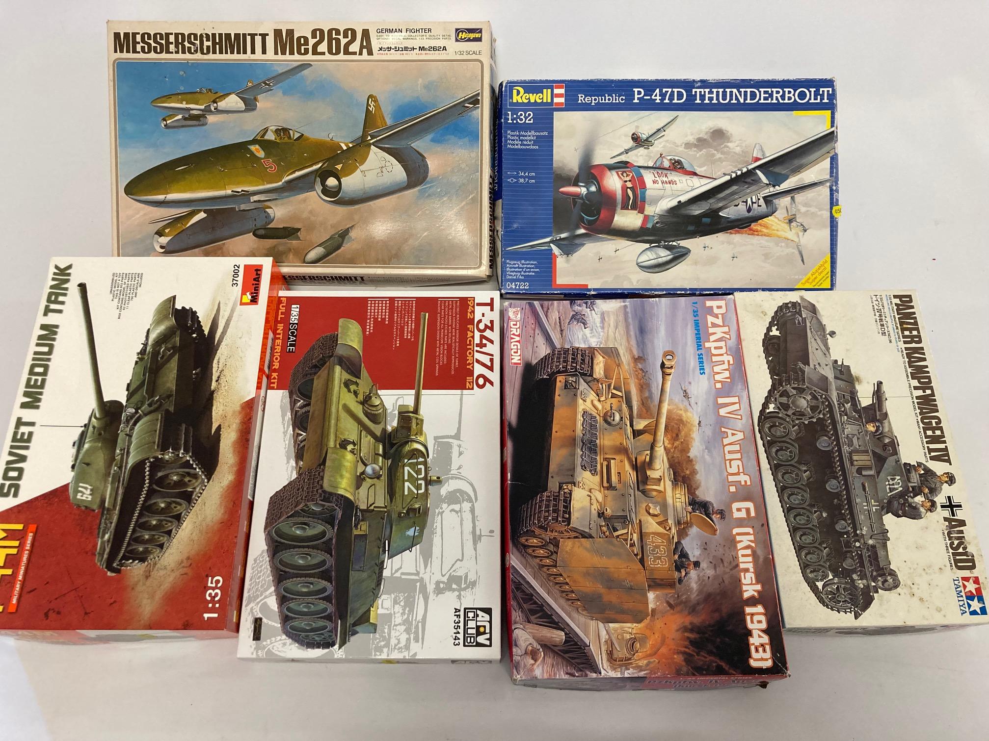 Six model tank and aircraft kits Image