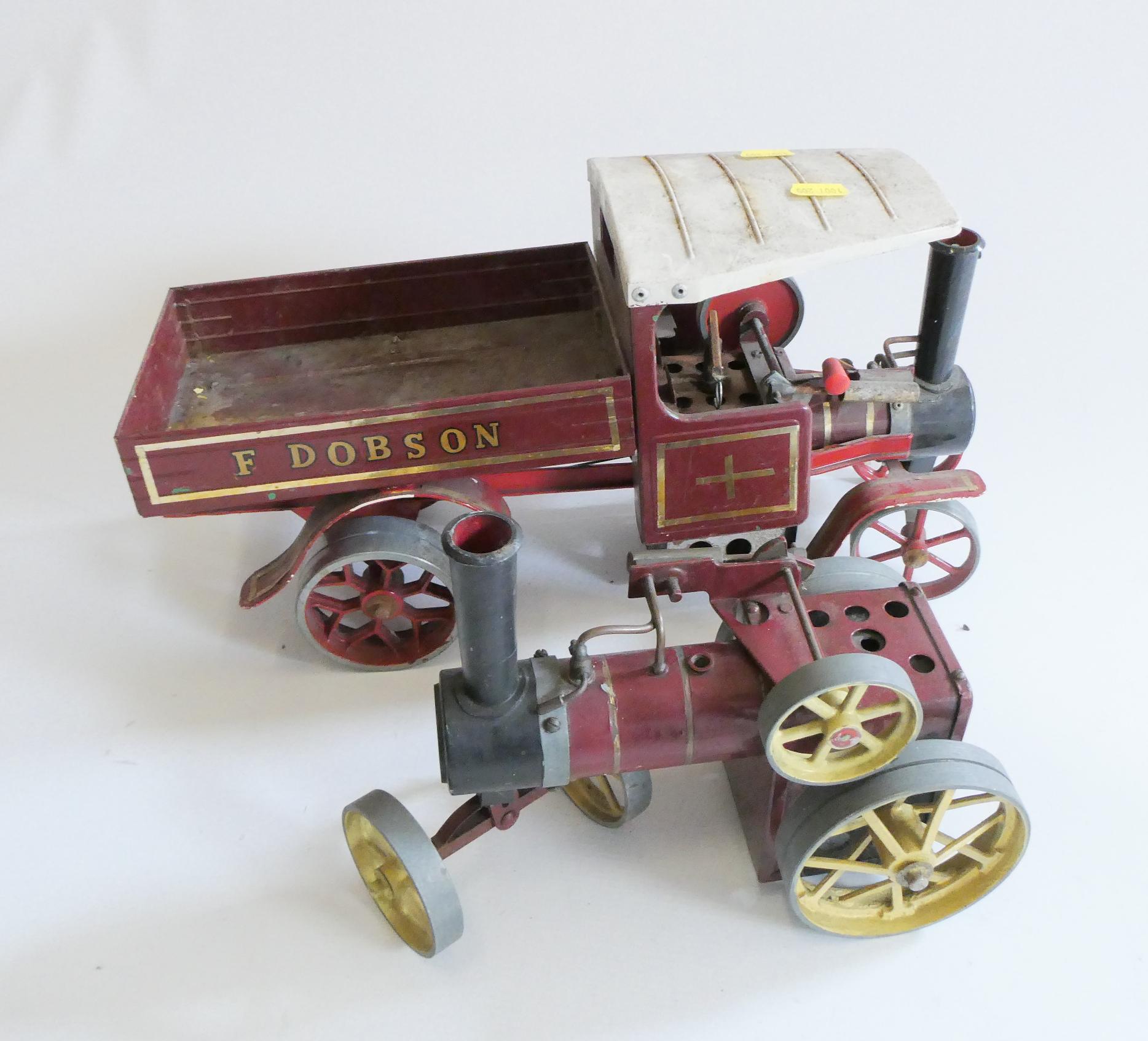 Playworn Mamod steam engines comprising TE1 Traction engine and Steam Lorry, parts missing, Image