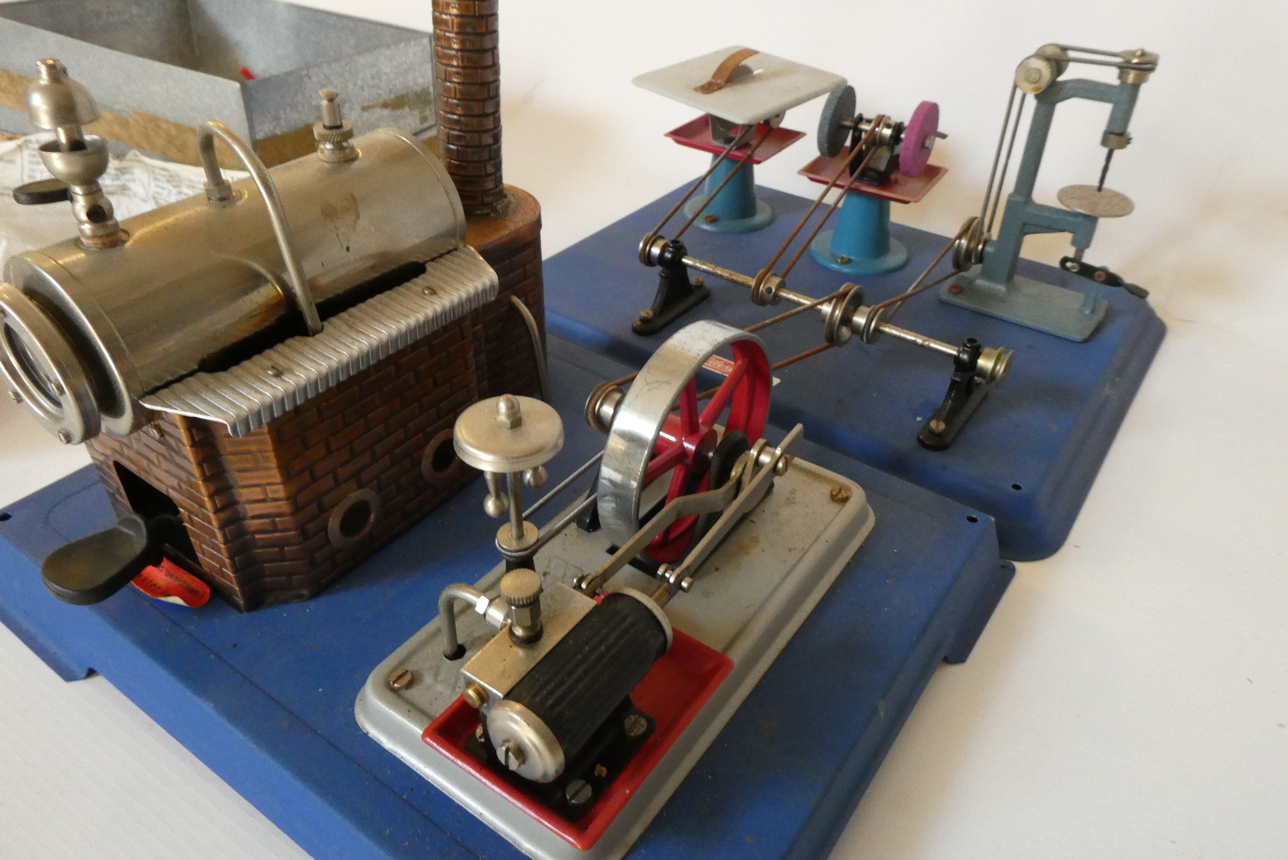 Wilesco D10 steam engine with three workshop machine tools and a quantity of fuel tablets and Image