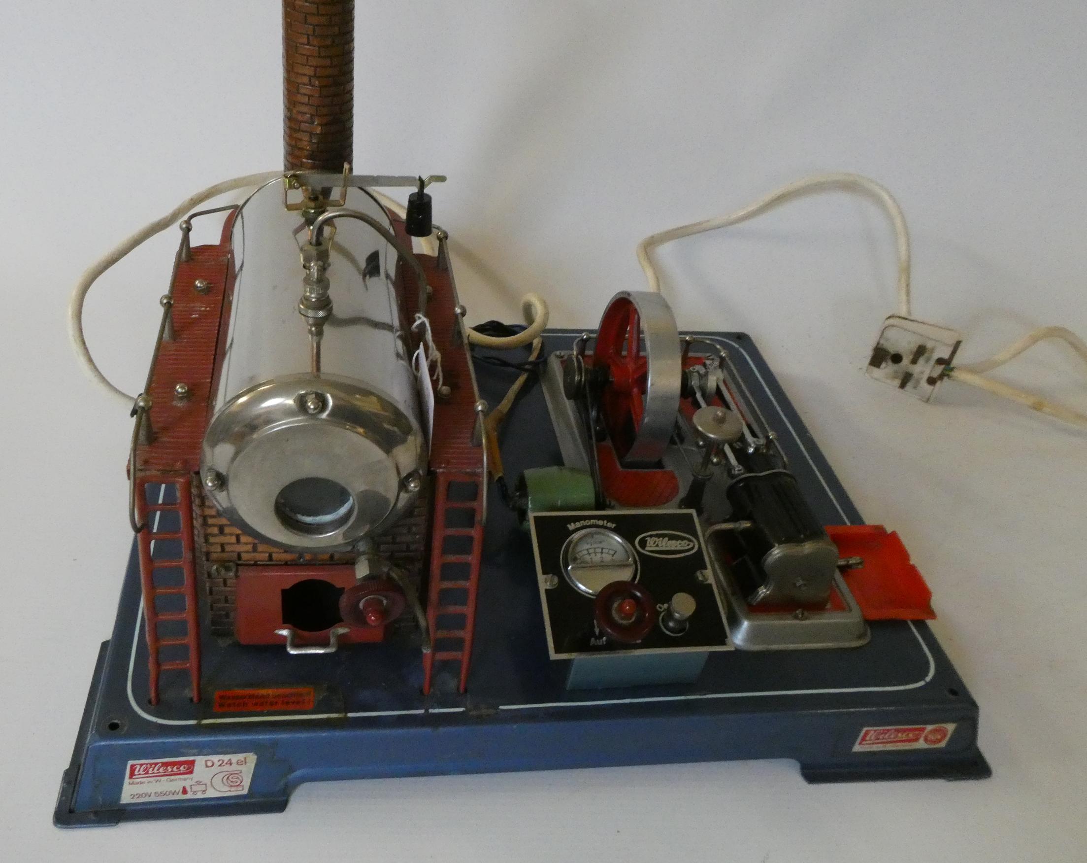 Wilesco D24 electrically fired stationary steam engine with small generator, some minor paint loss, Image