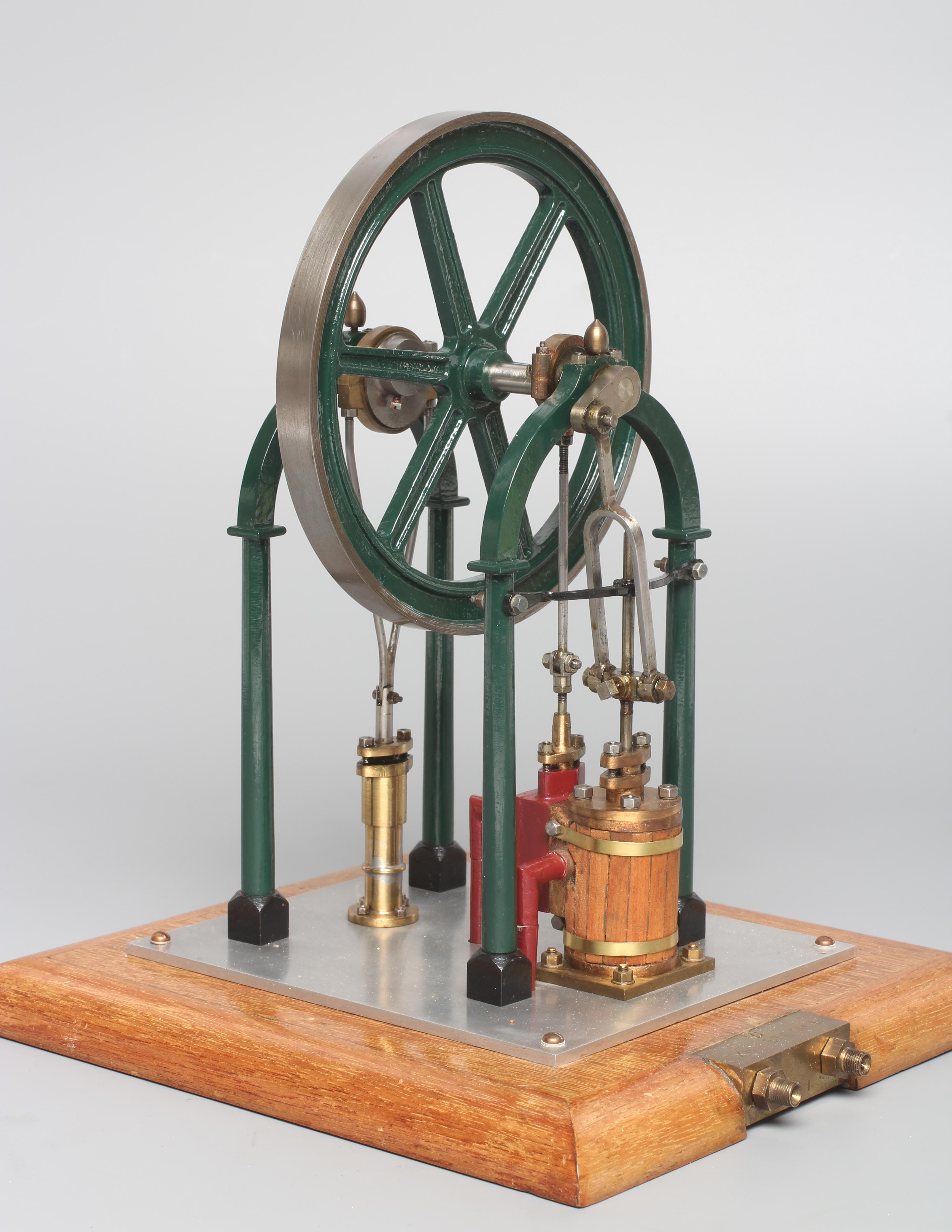 An Arch pillar frame over cranked steam engine Georgiana, a well made model on wooden base (Est. Image