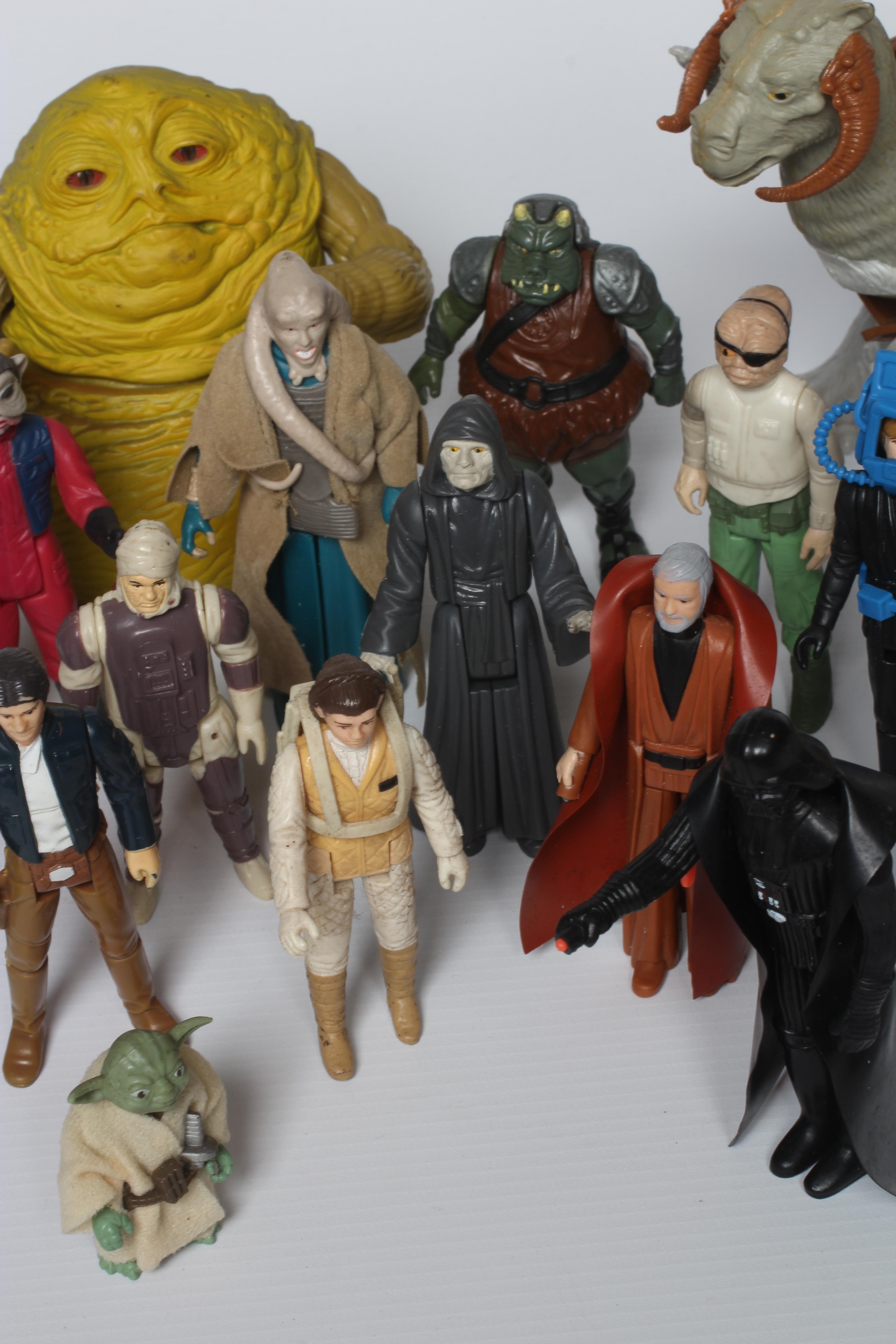Kenner Star Wars figures, most items in fair condition including Speeder bike, Ronto and Jabba Image