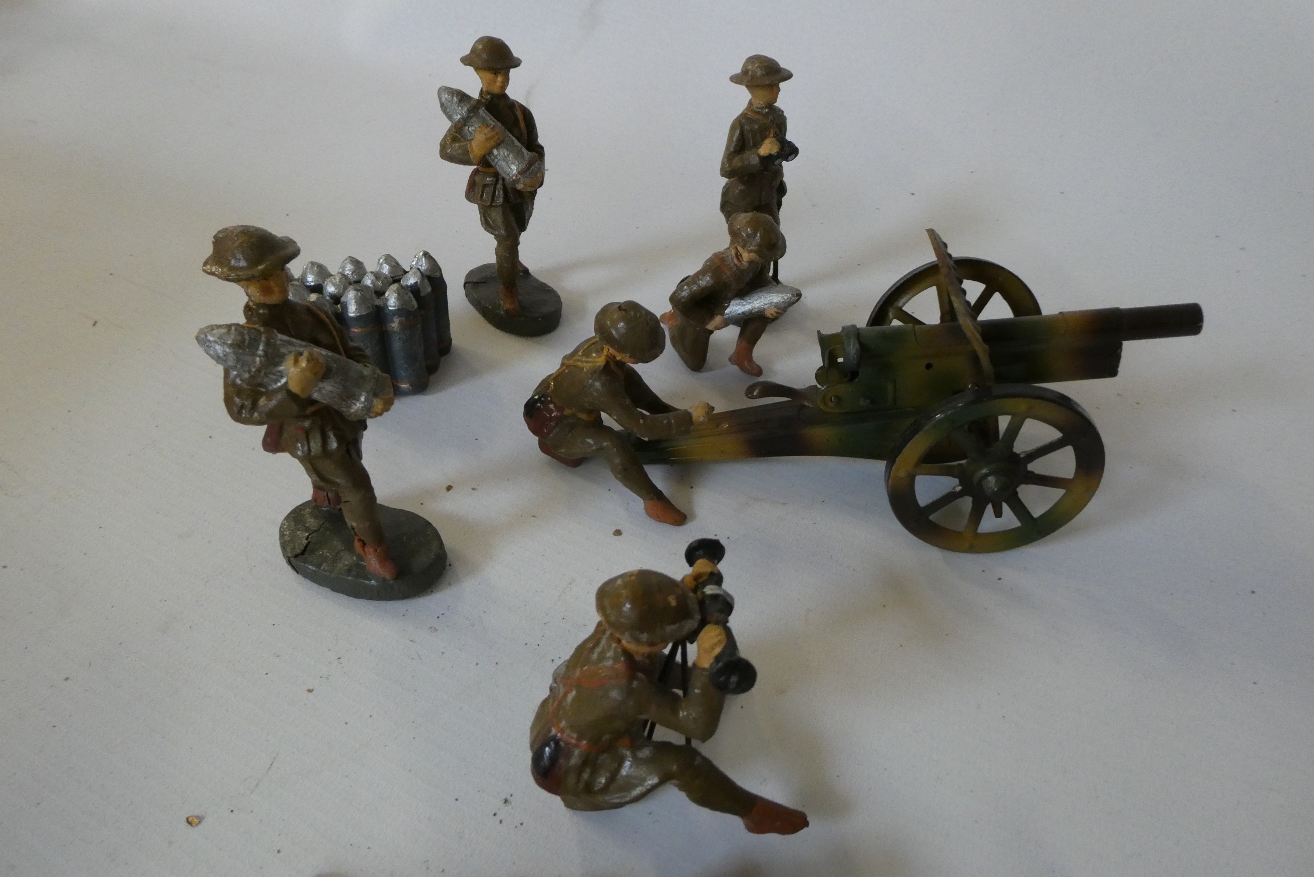 Sixteen Elastolin 80mm composite WW1 British military figures including dog handler Image