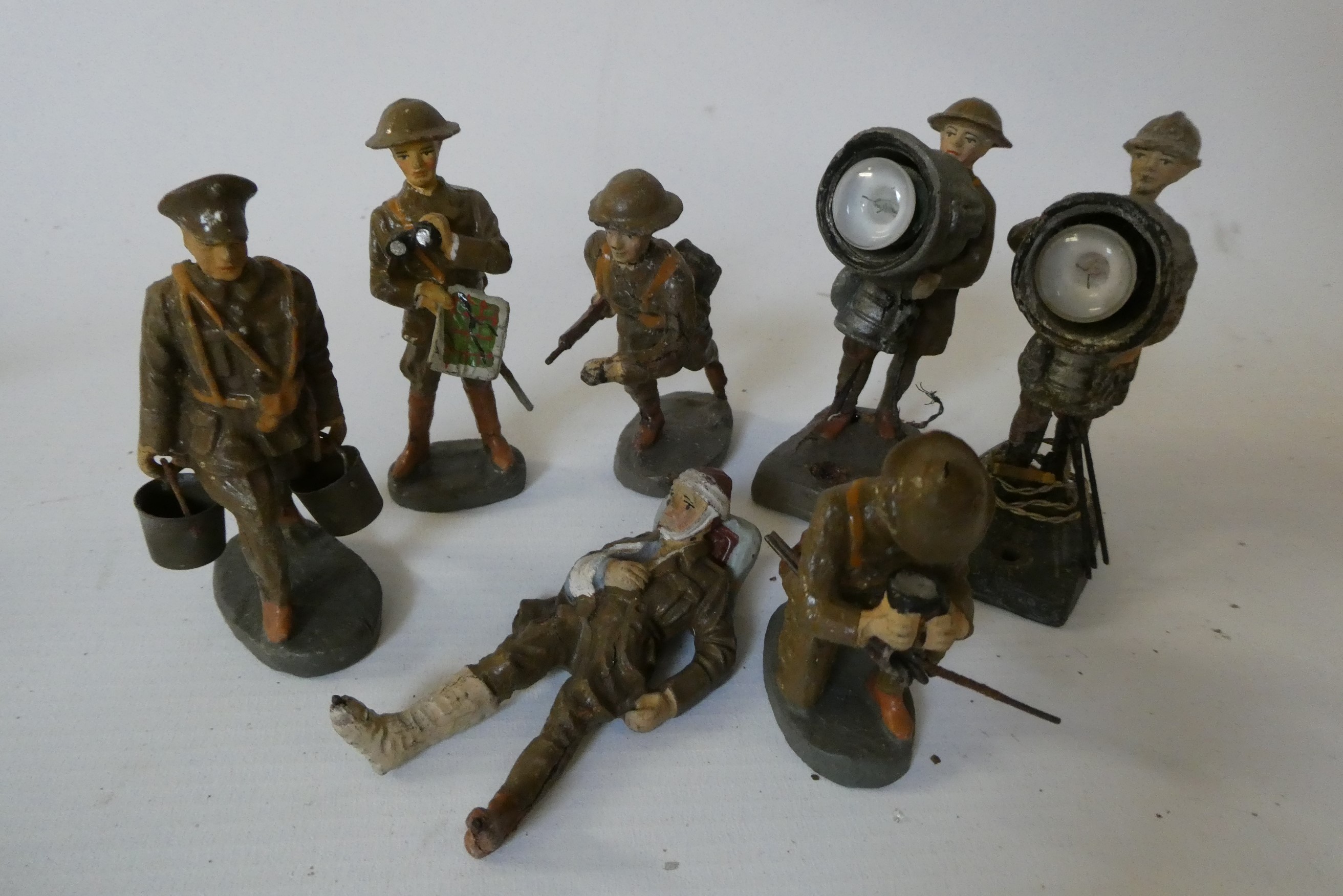 Sixteen Elastolin 80mm composite WW1 British military figures including dog handler Image