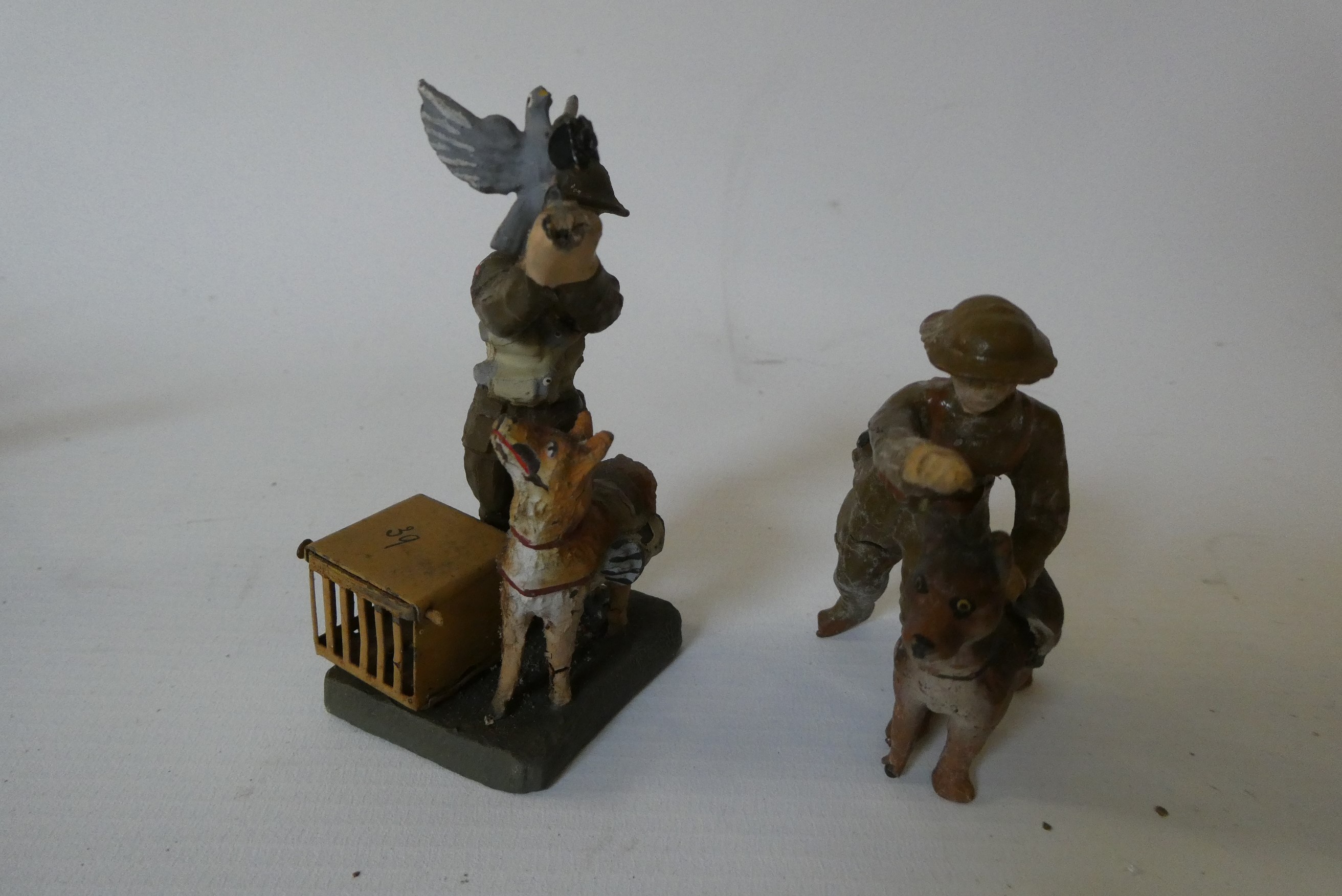 Sixteen Elastolin 80mm composite WW1 British military figures including dog handler Image