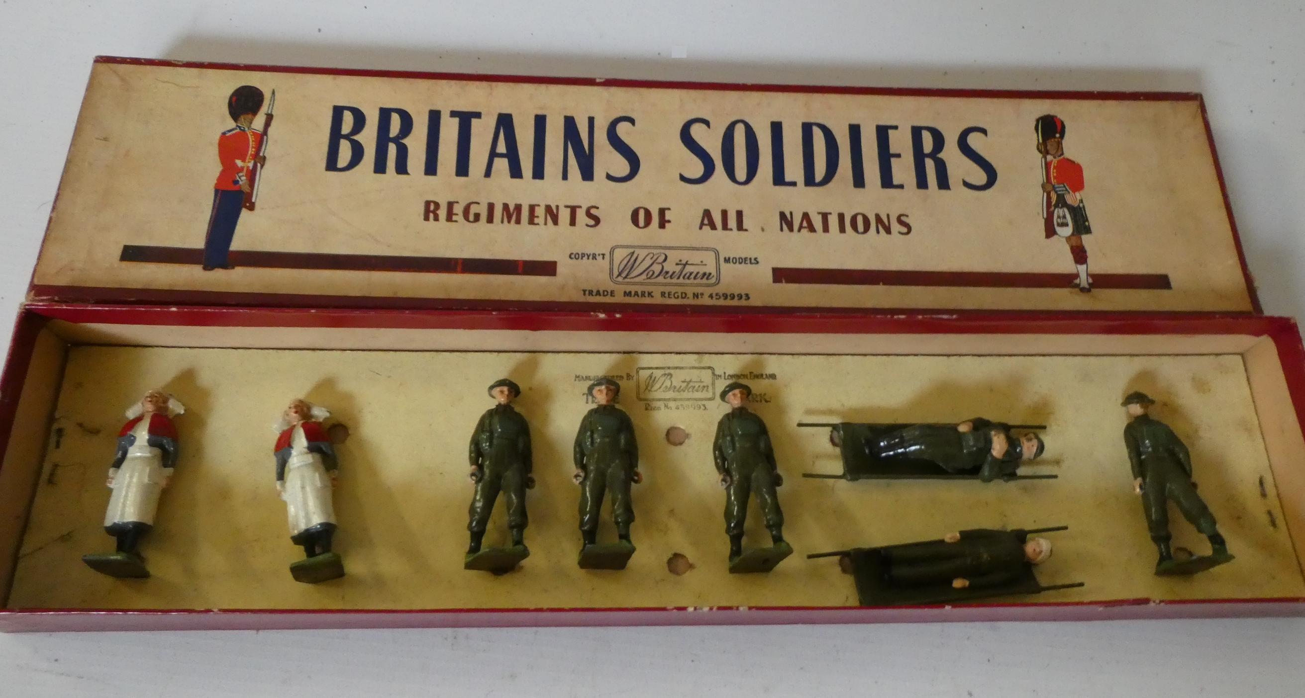 Britains post war 1723 Army Medical unit, boxed with eight figures, good (Est. plus 24% premium inc. Image