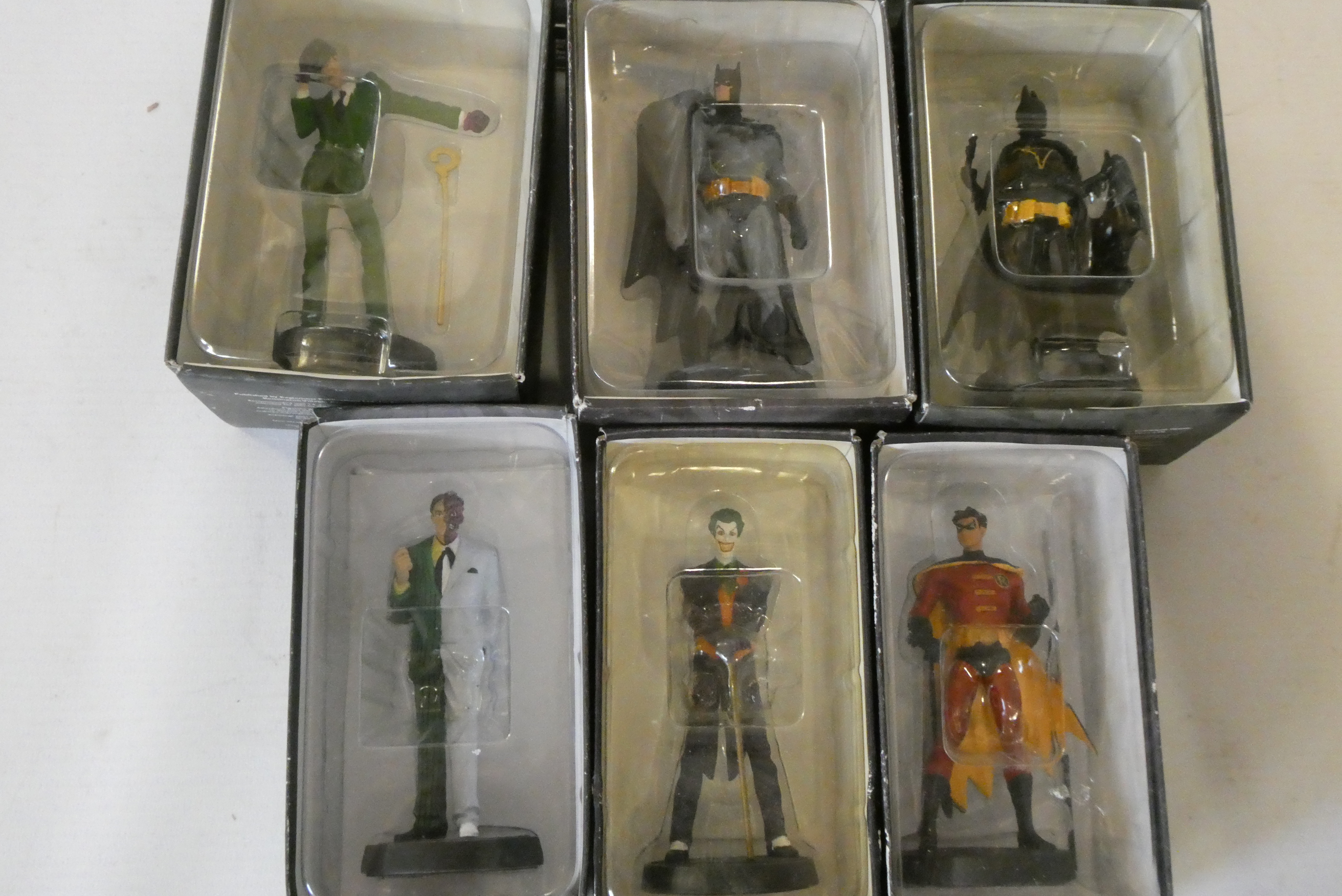 Six Eaglemoss Batman figures and the Dark Knight motorcycles and figure, boxed, excellent (Est. plus Image