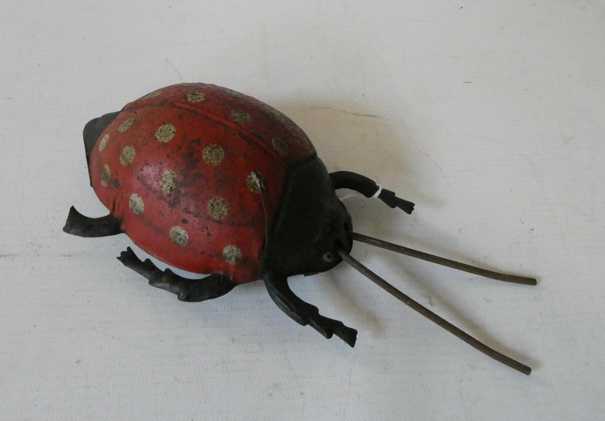 Gunthermann clockwork powered ladybird beetle, three legs damaged, some rusting to body work (Est. Image