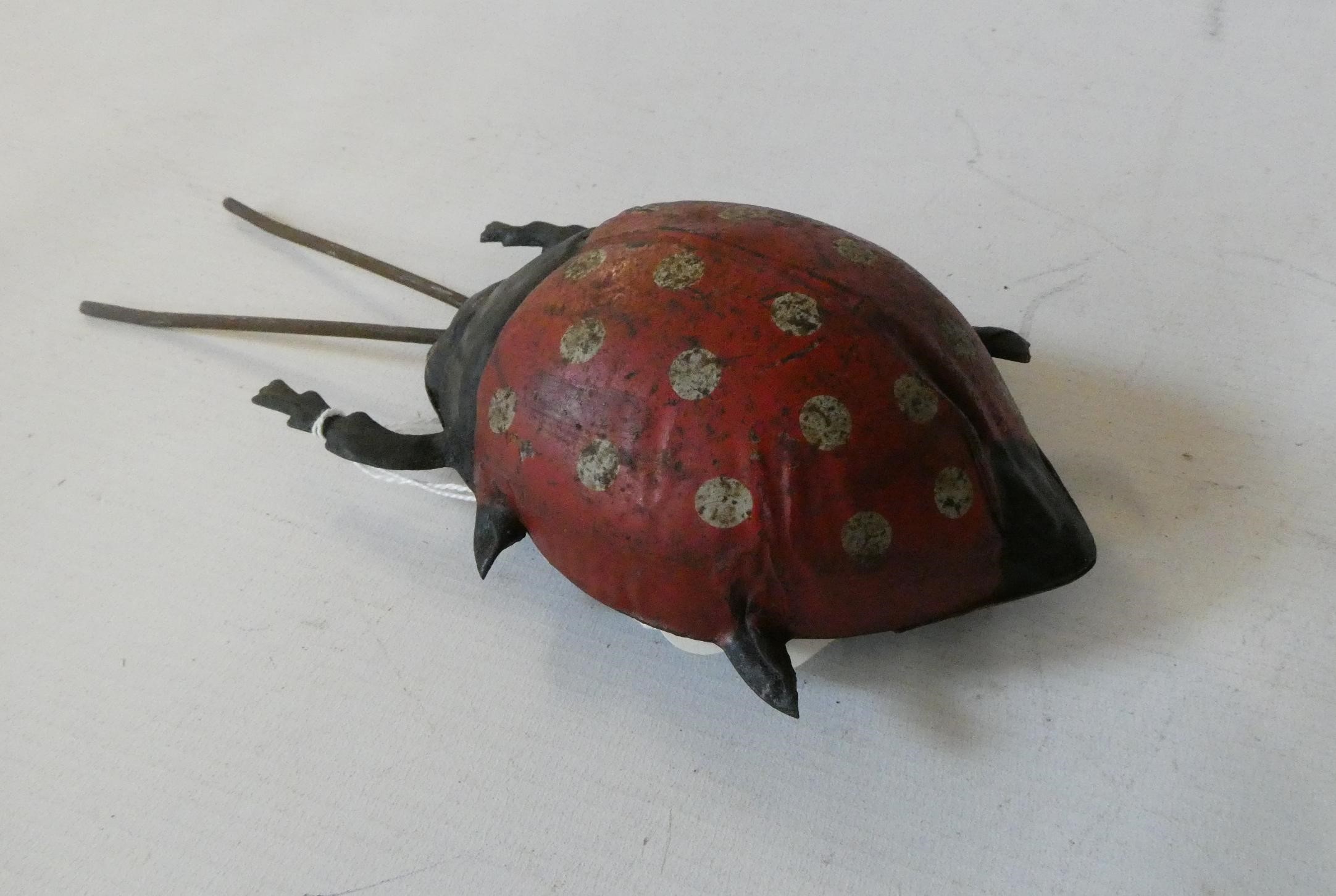 Gunthermann clockwork powered ladybird beetle, three legs damaged, some rusting to body work (Est. Image