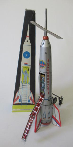Holdraketa tinplate friction drive rocket ship, boxed, excellent (Est. plus 24% premium inc. VAT) Image