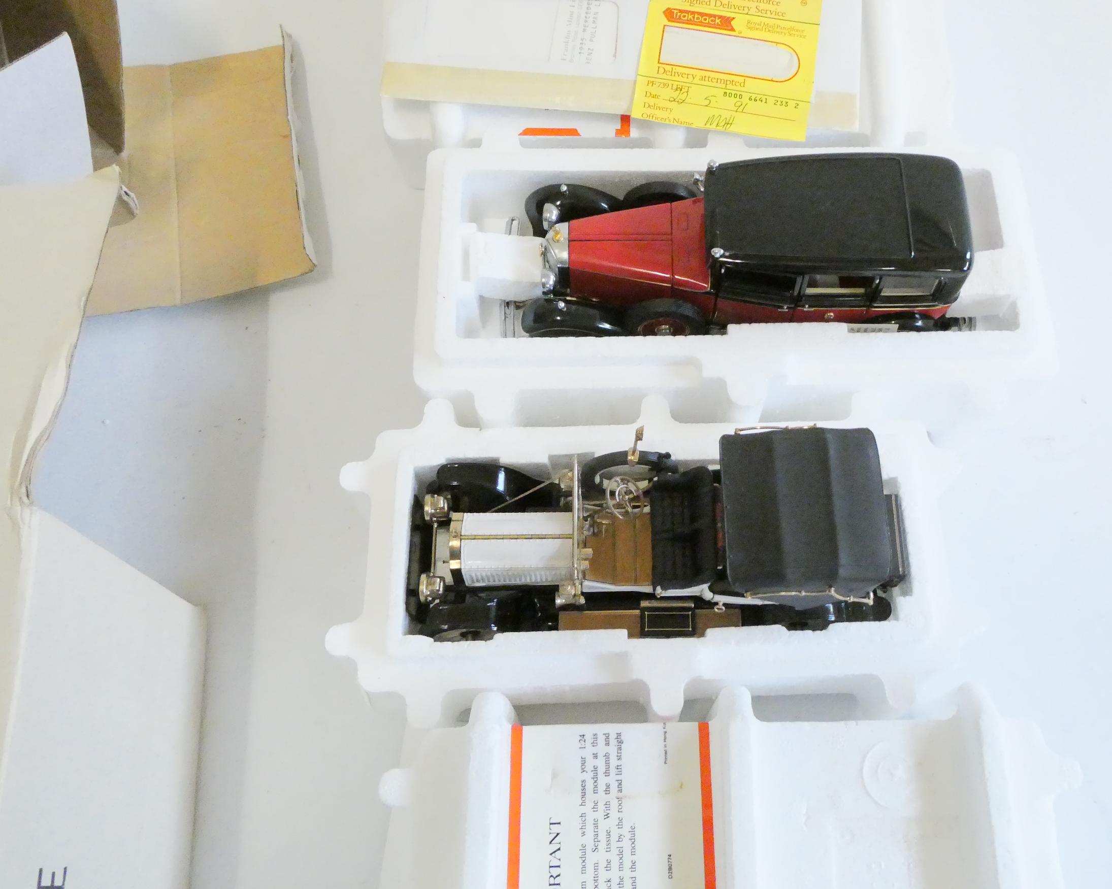 Franklin Mint Packard Victoria and Mercedes Benz 770K, both items boxed, good to excellent (Est. Image