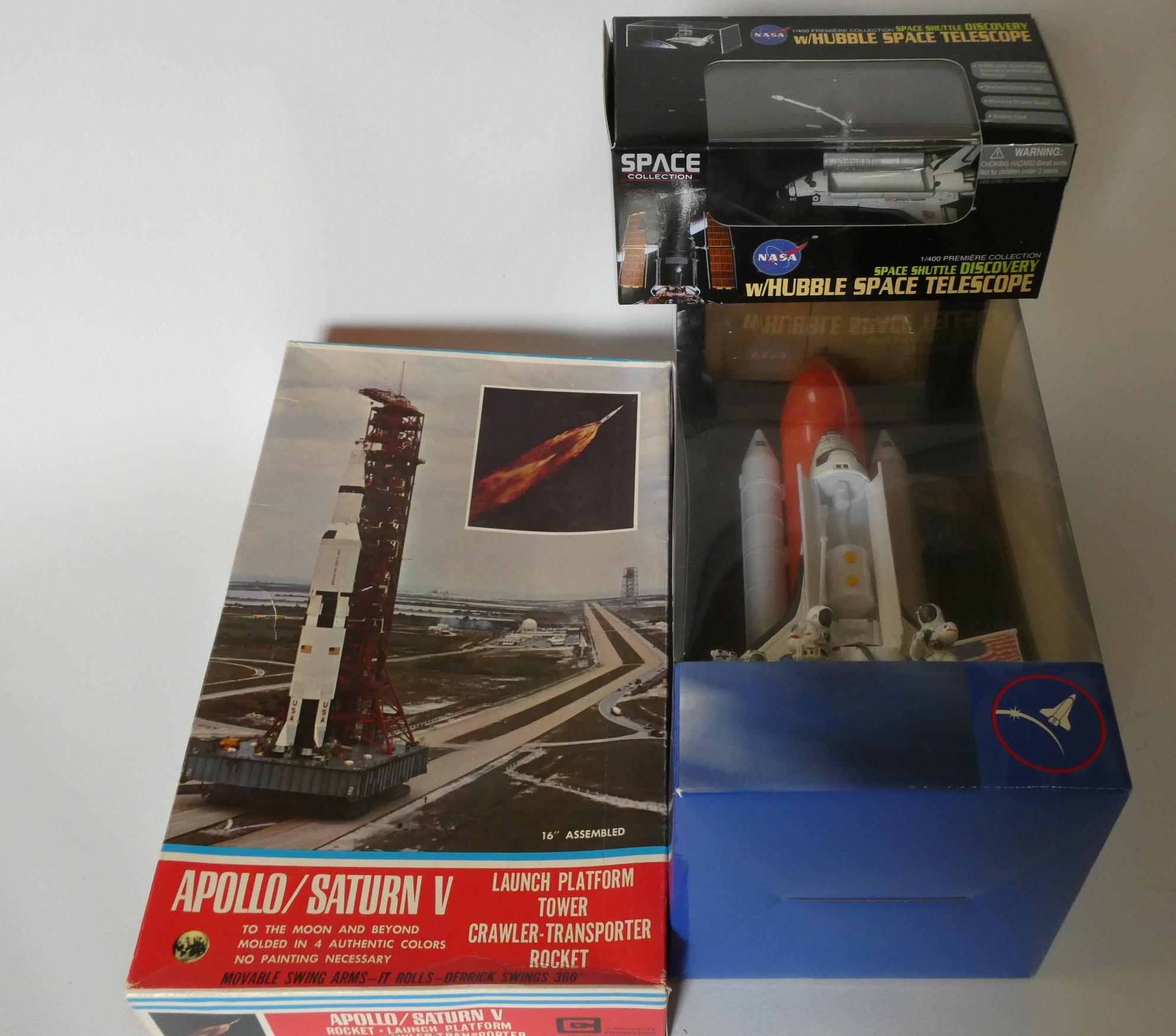 Marks and Spencer Space Shuttle diecast model, NASA Hubble and Space Shuttle and small scale Apollo Image