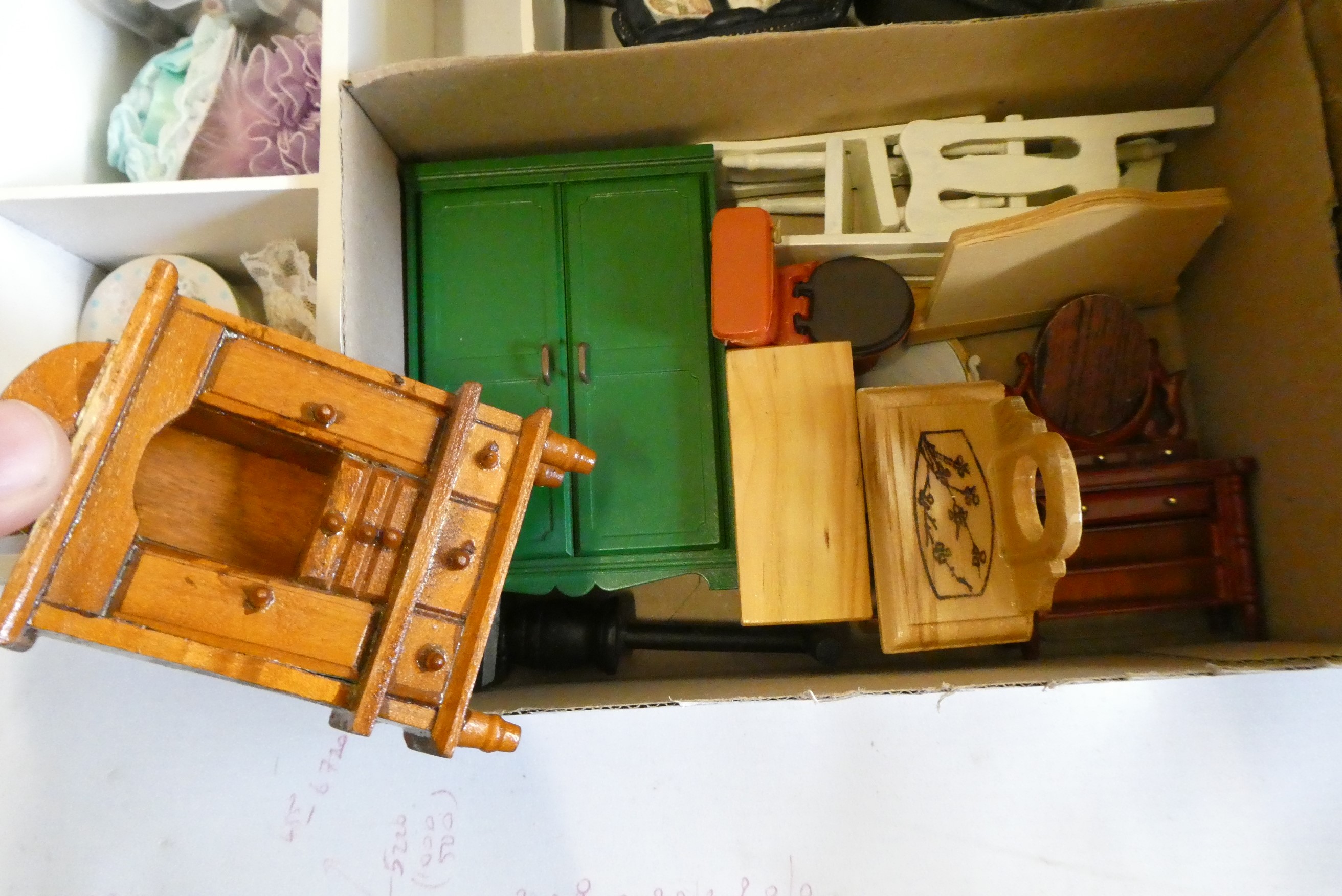 Four boxes of doll's house furniture and accessories Image
