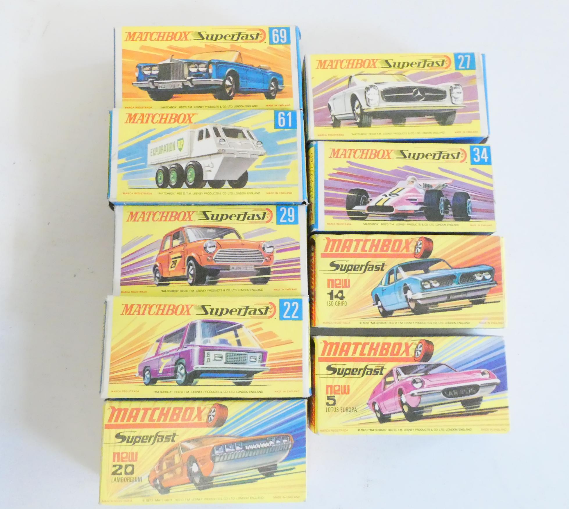 Nine Matchbox Super-Fast vehicles comprising 4 Lotus in pink Image