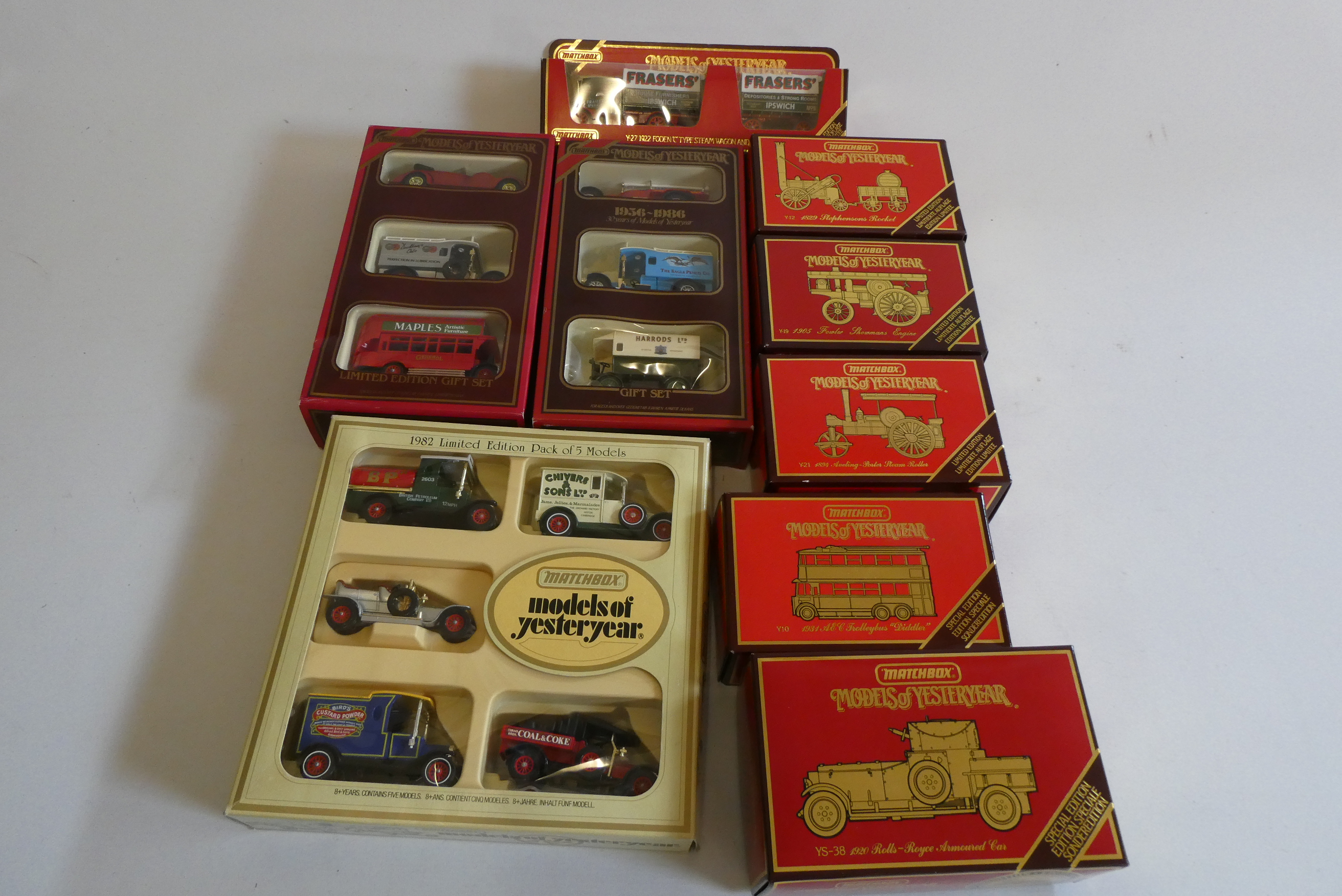 Nine late issue Matchbox Yesteryear models including 3 Vintage vehicle sets, two traction engines Image