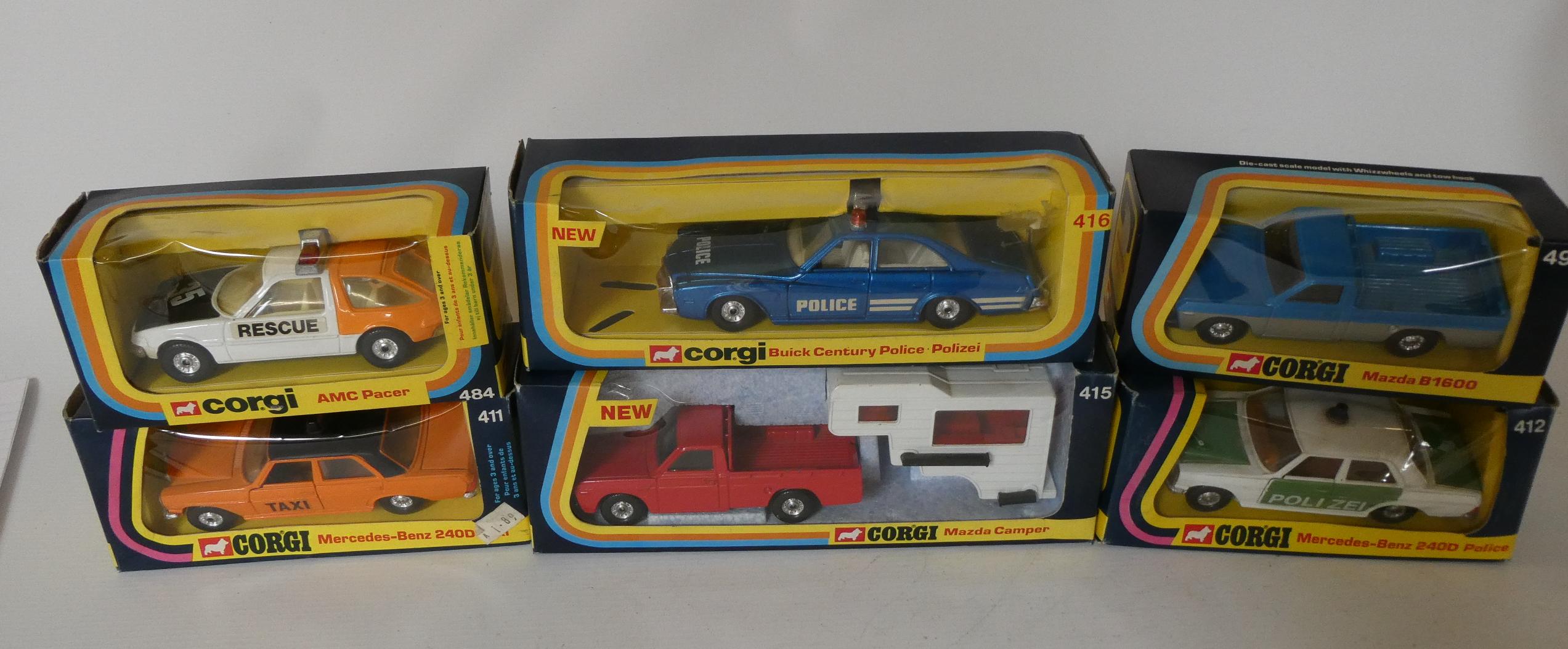 Six Corgi cars comprising 411 Mercedes Benz Image