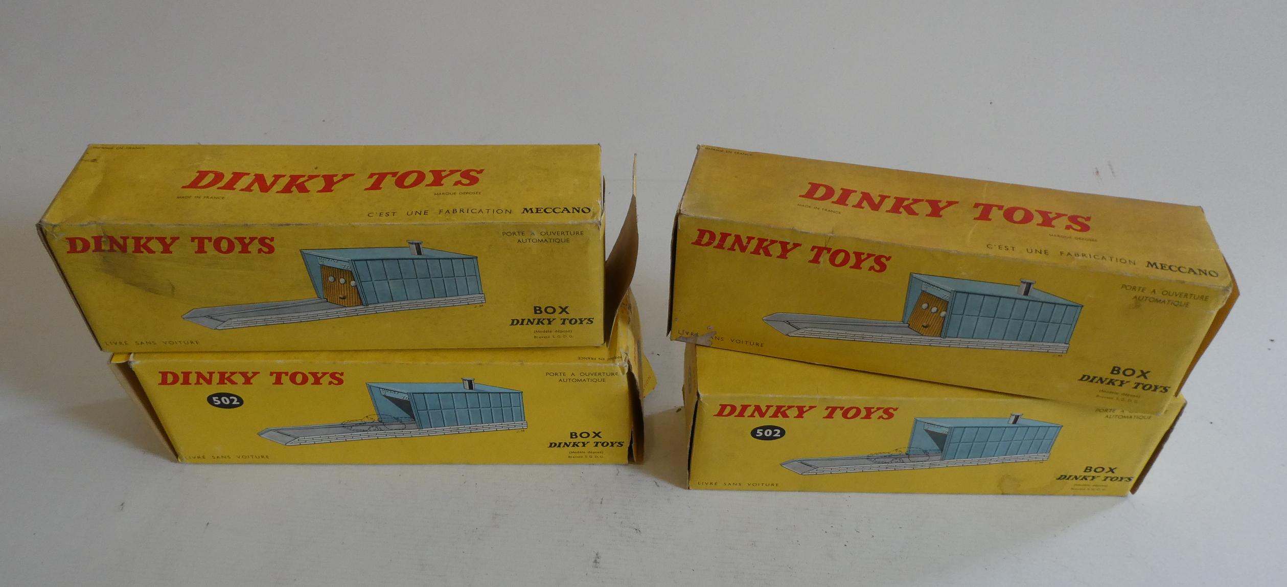 Four French Dinky plastic Auto Garages, all items boxed, fair to good (Est. plus 24% premium inc. Image