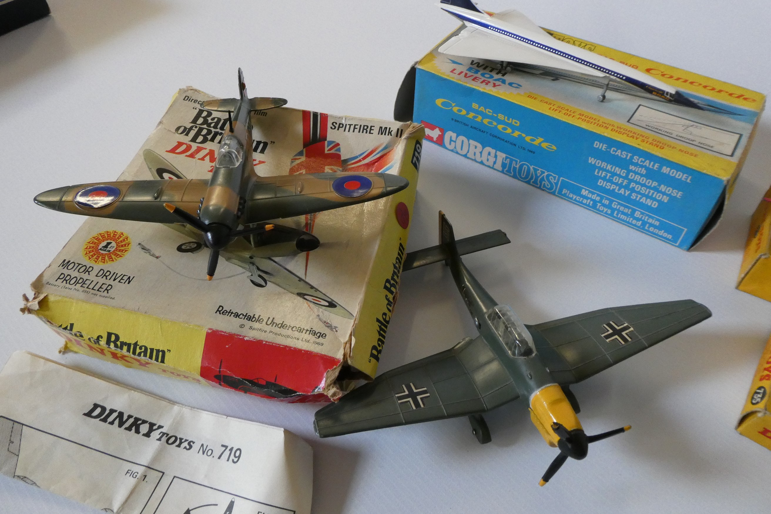 Five Dinky Aircraft models comprising 719 Spitfire (box poor) Image