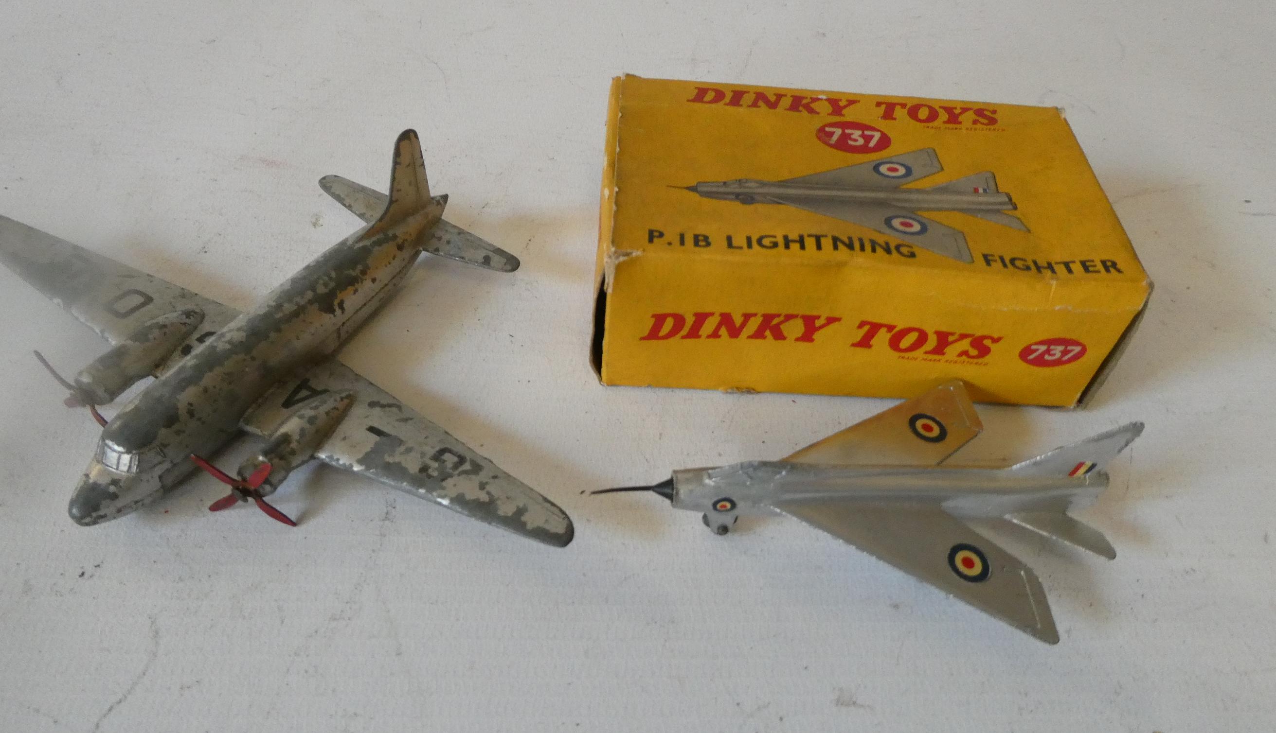 Dinky Toys 737 Lightning Fighter finished in silver fox, fair model, excellent, and a Dinky Viking Image