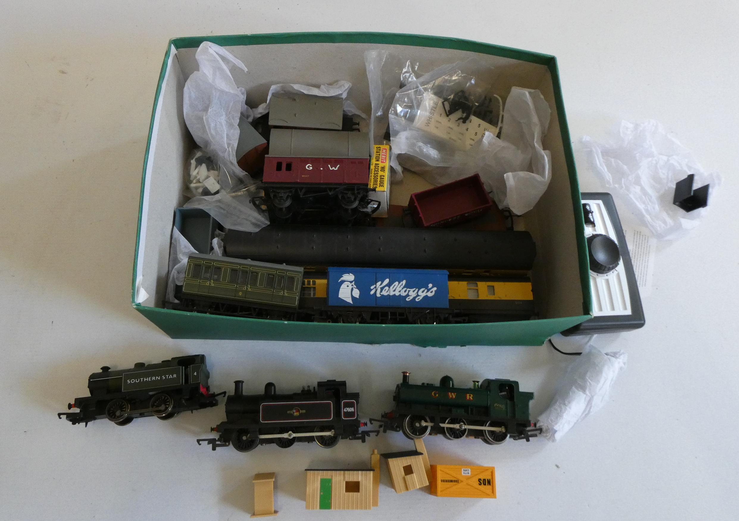 Unboxed rolling stock by Hornby and others including Jinty Tank locomotive, GWR pannier tank Image