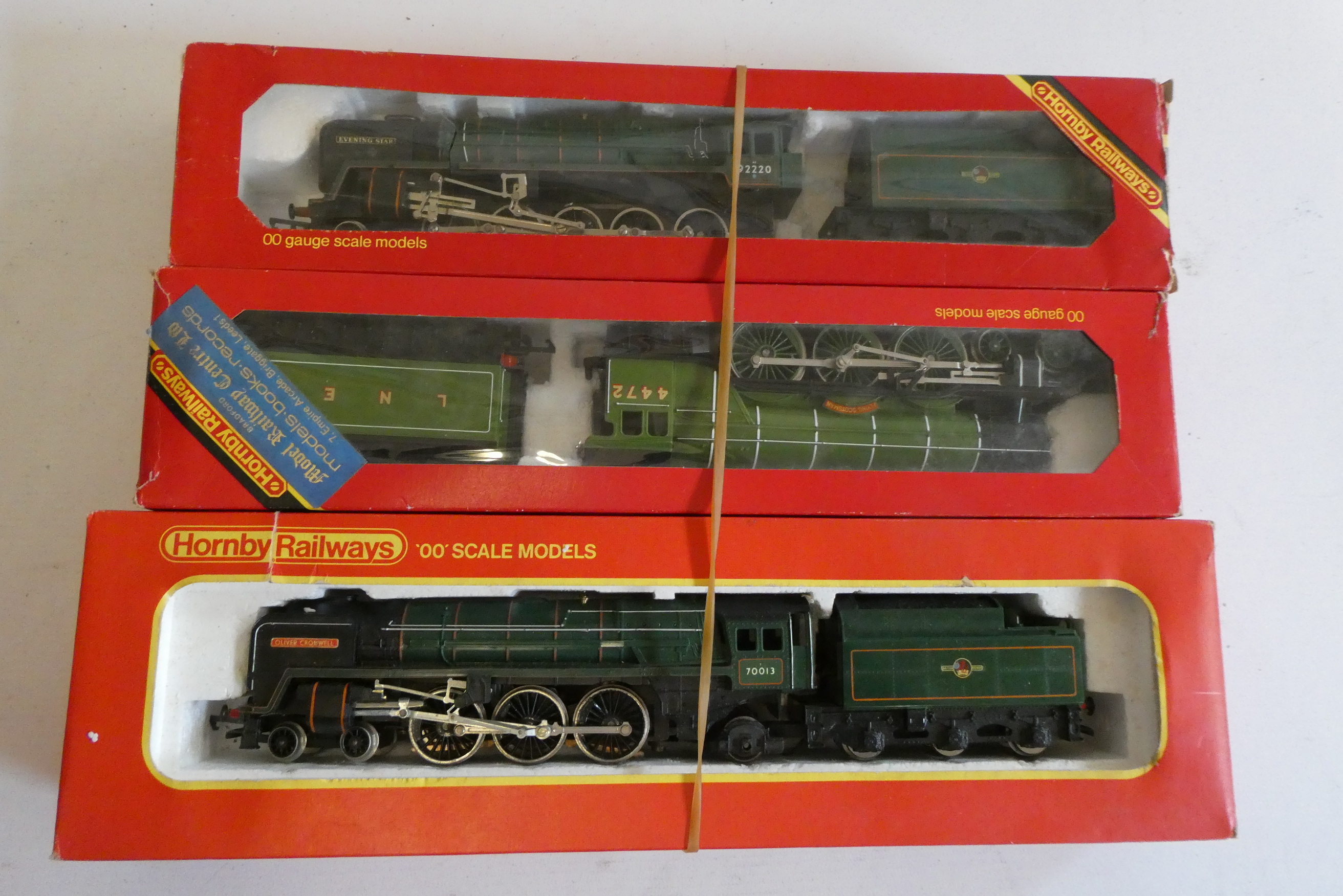 Three Hornby Margate locomotives comprising LNER Flying Scotsman, BR Evening Star and BR Oliver Image