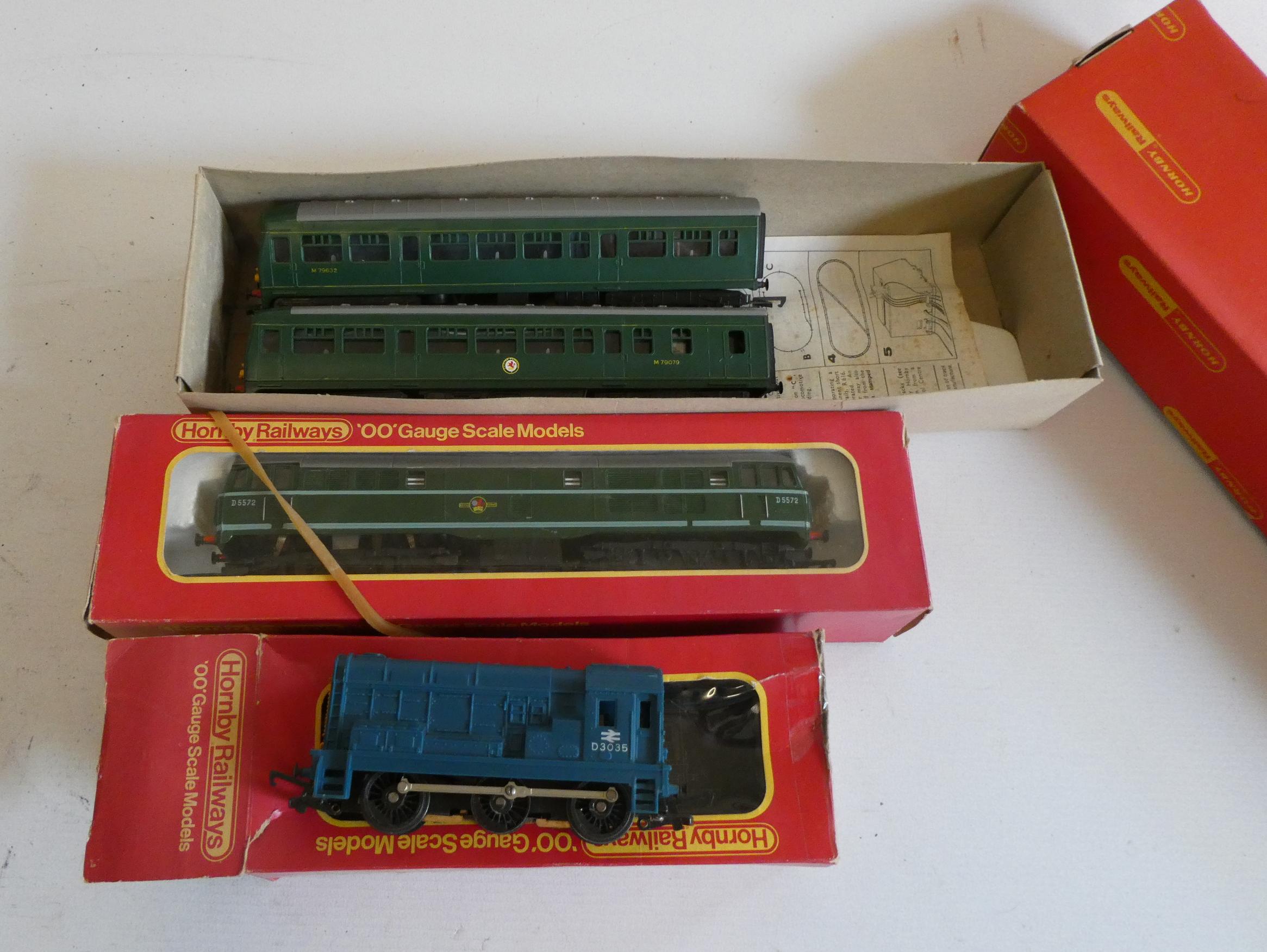 Three Hornby Margate locomotives comprising BR blue 08 diesel shunter, BR Green CO-CO diesel Image