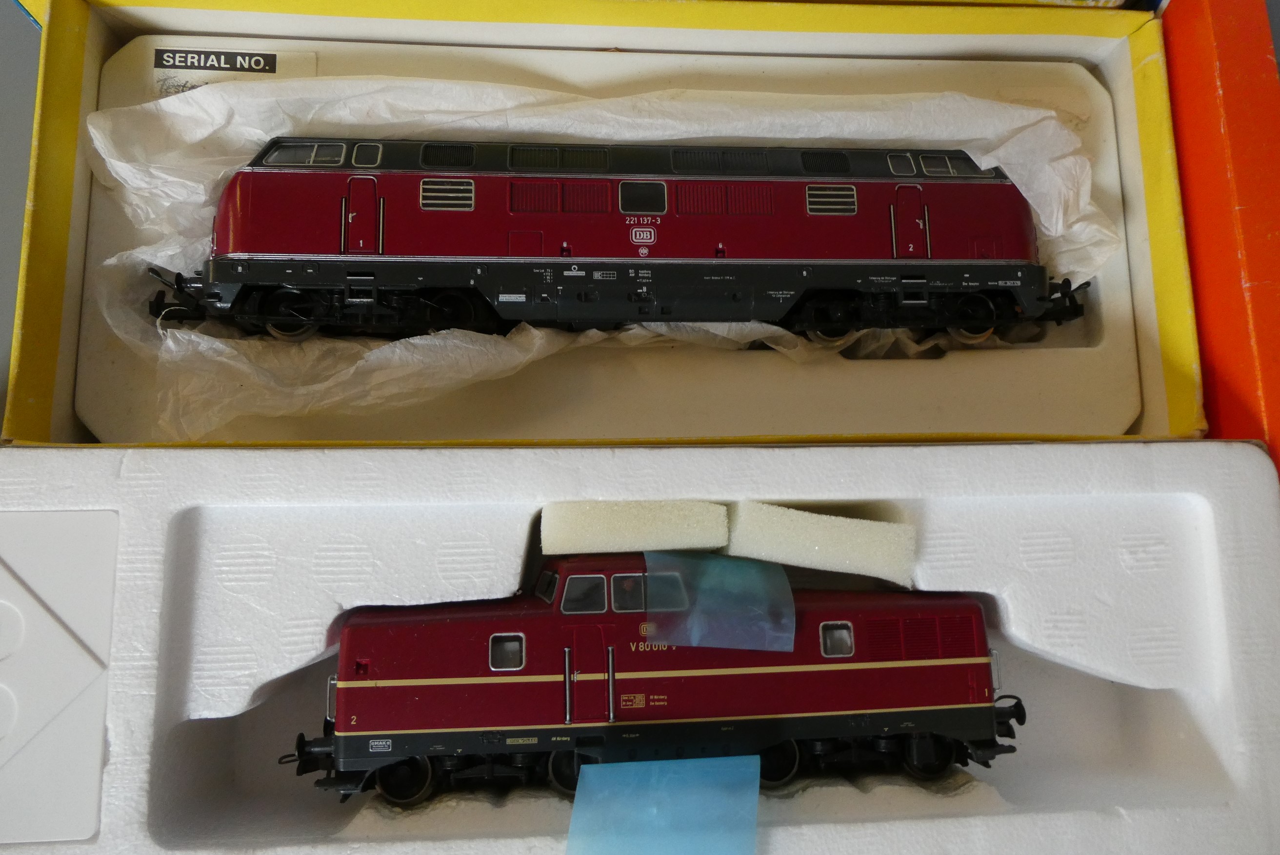 Roco DB Class V80 diesel locomotive and Trix DB Class 22 diesel locomotive, both items boxed, Image