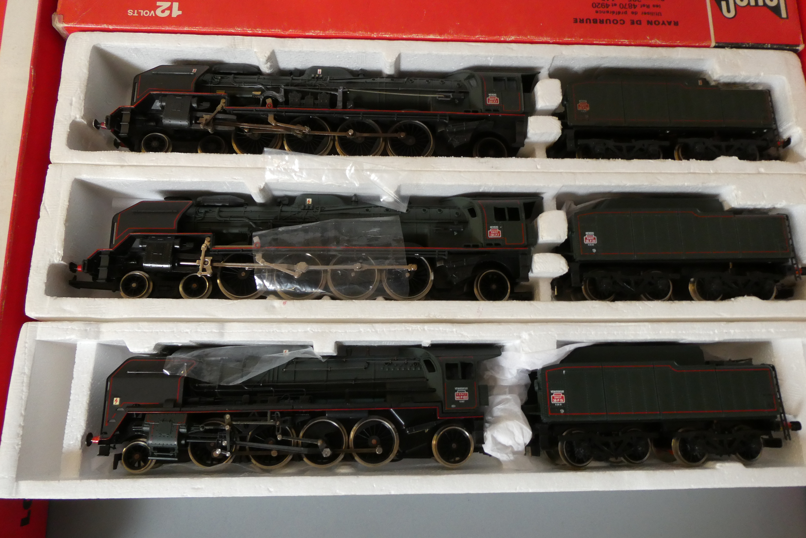 Three Jouef SNCF steam locomotives comprising two Mountain Class 241 P locomotives Image