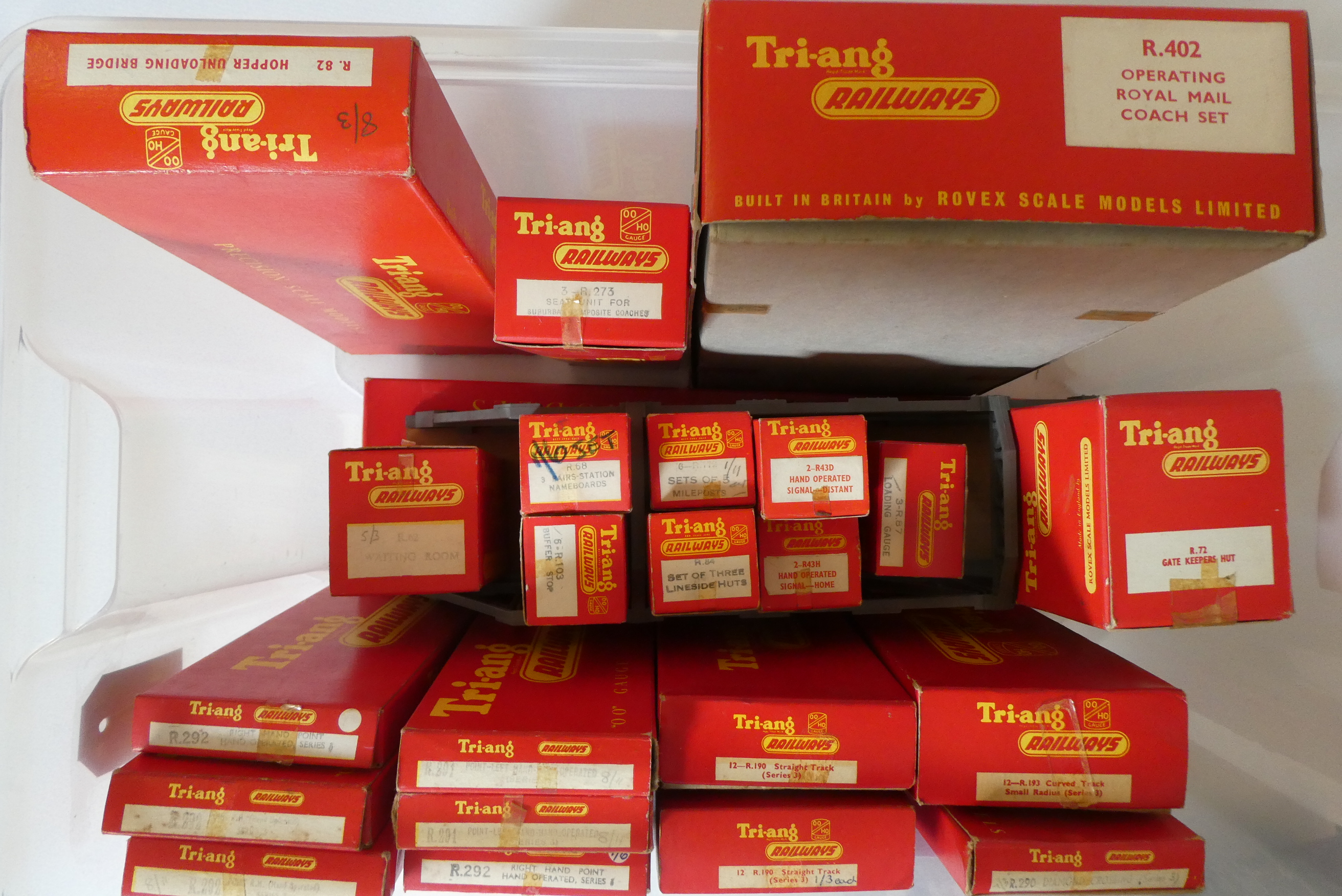 Triang Series 3 track and trackside accessories including station with platform and buildings Image