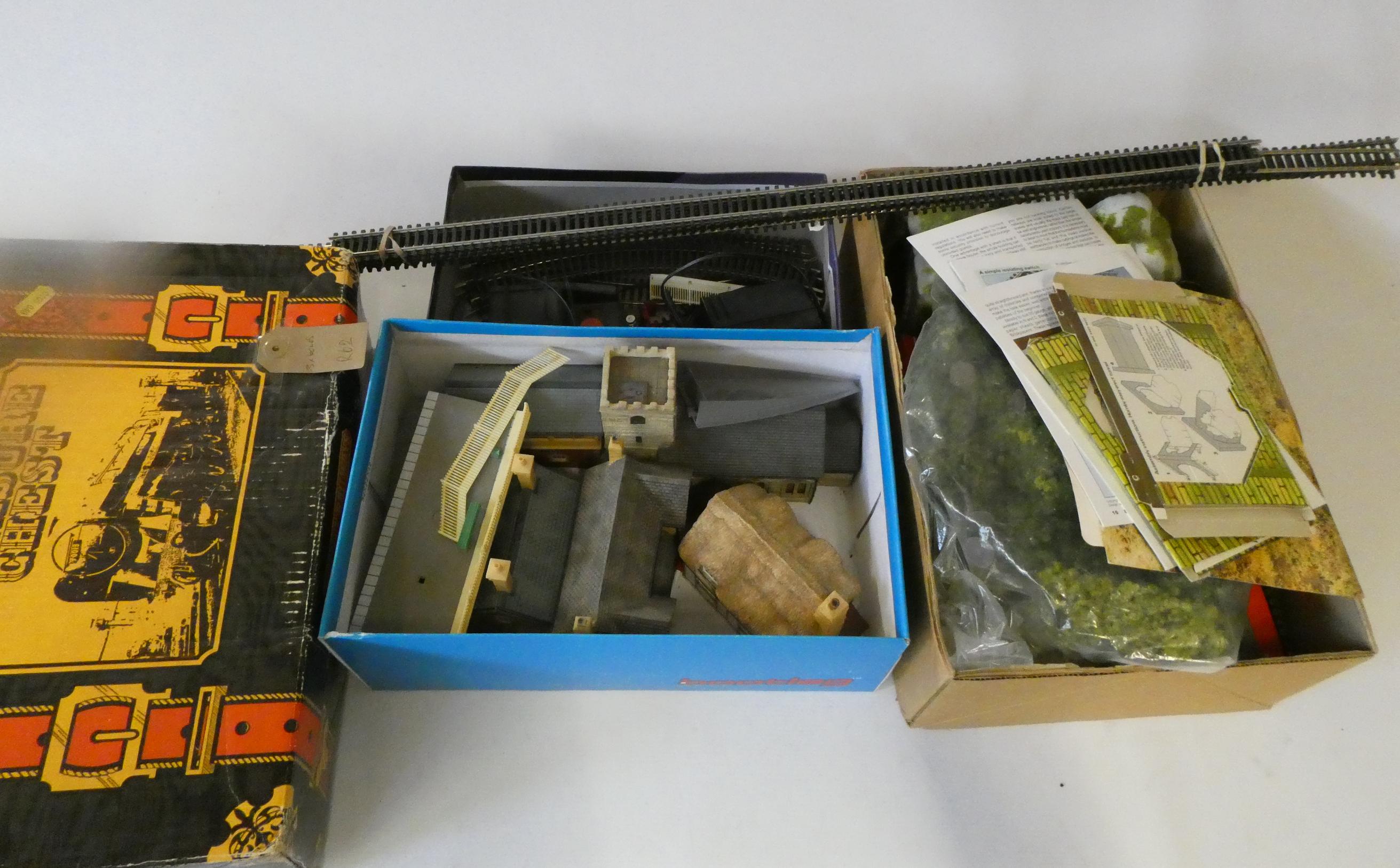 Trackside accessories and buildings by Hornby and others including church Image